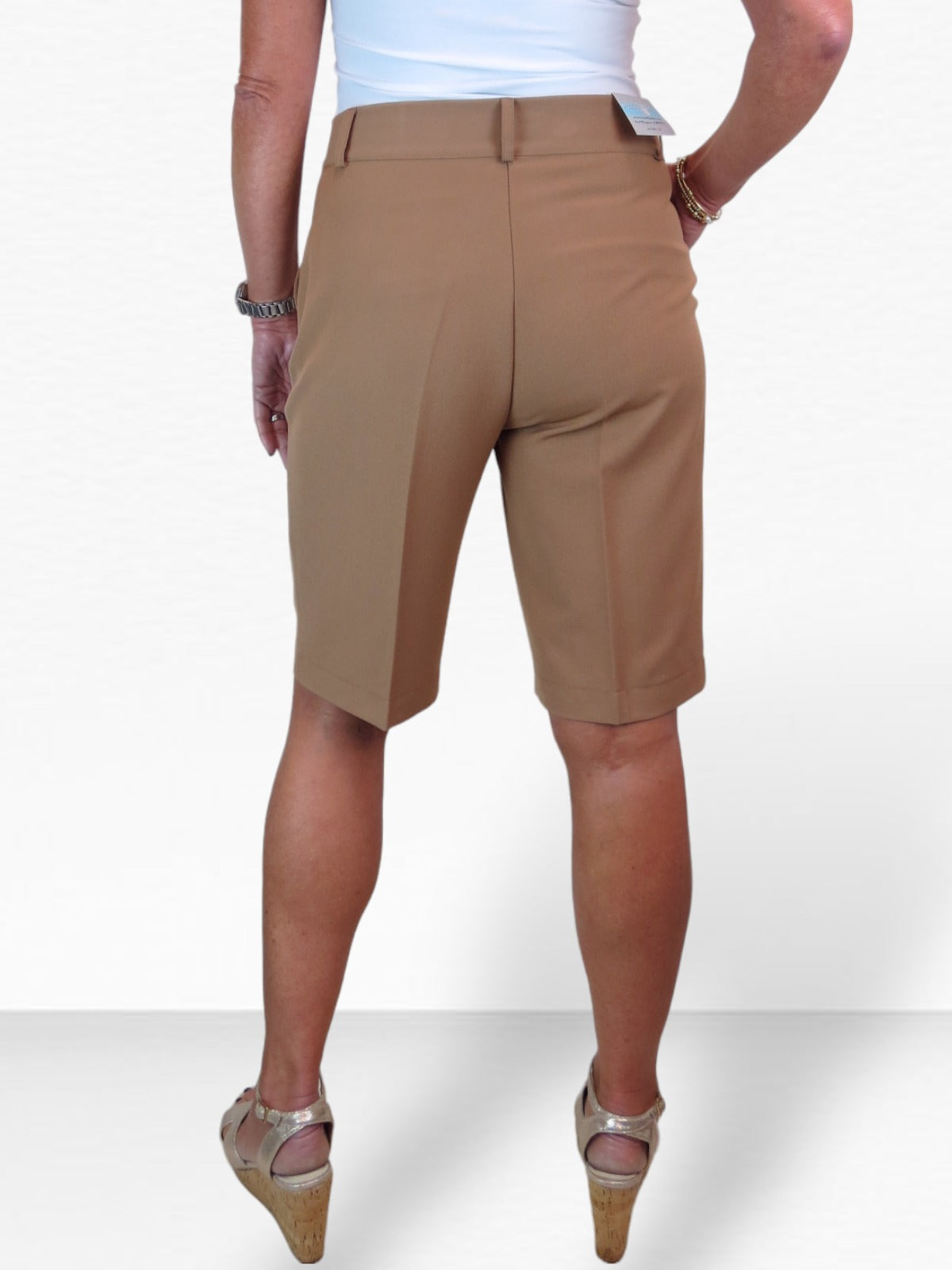 Ladies Smart Tailored Shorts Tan