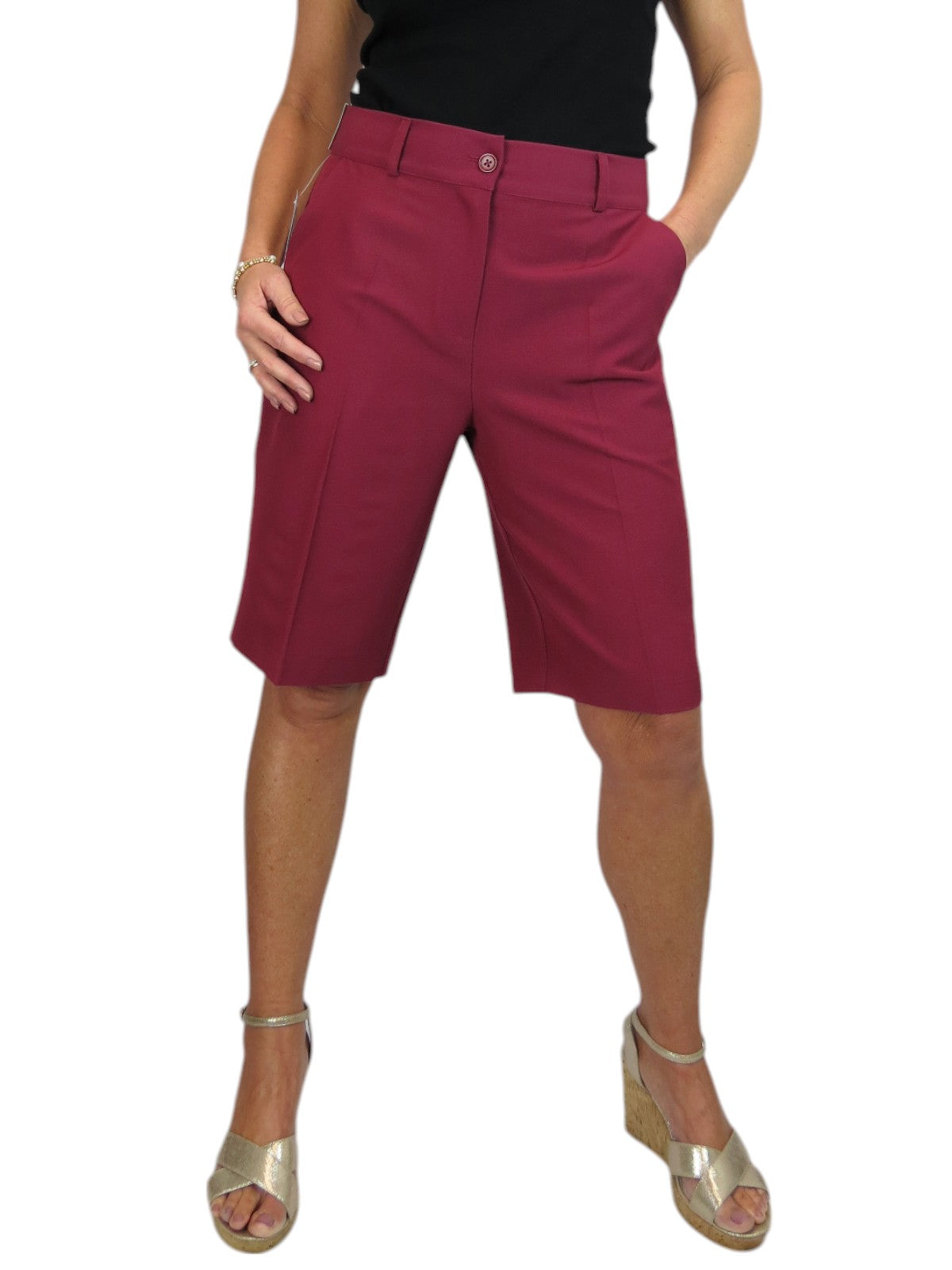 Ladies Smart Tailored Shorts Burgundy