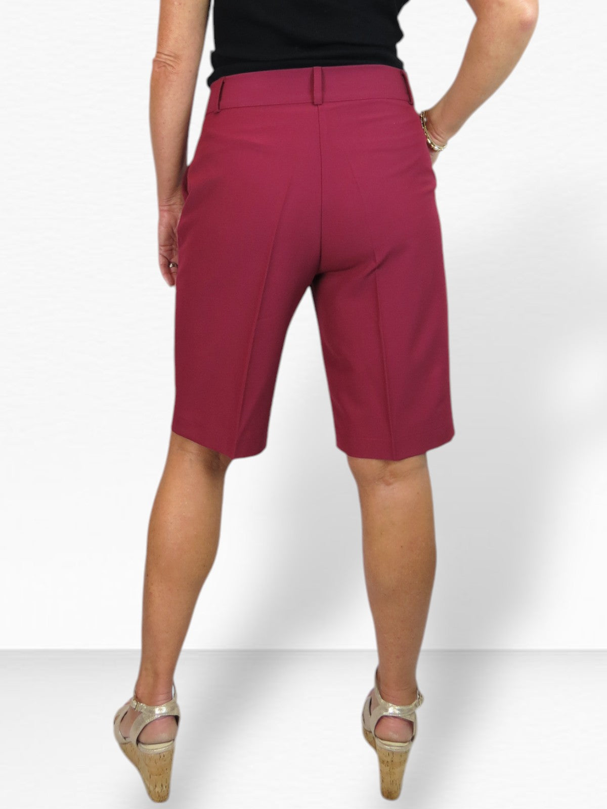 Ladies Smart Tailored Shorts Burgundy