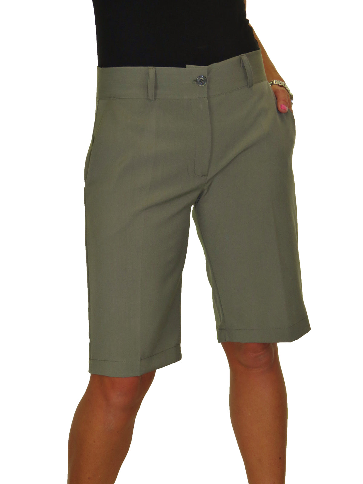 Ladies Smart Tailored Shorts Khaki