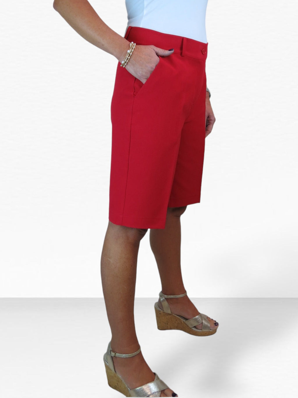 Ladies Smart Tailored Shorts Red