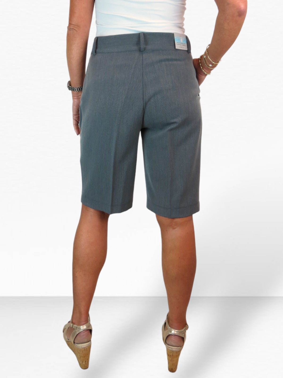 Ladies Smart Tailored Shorts Marl Grey