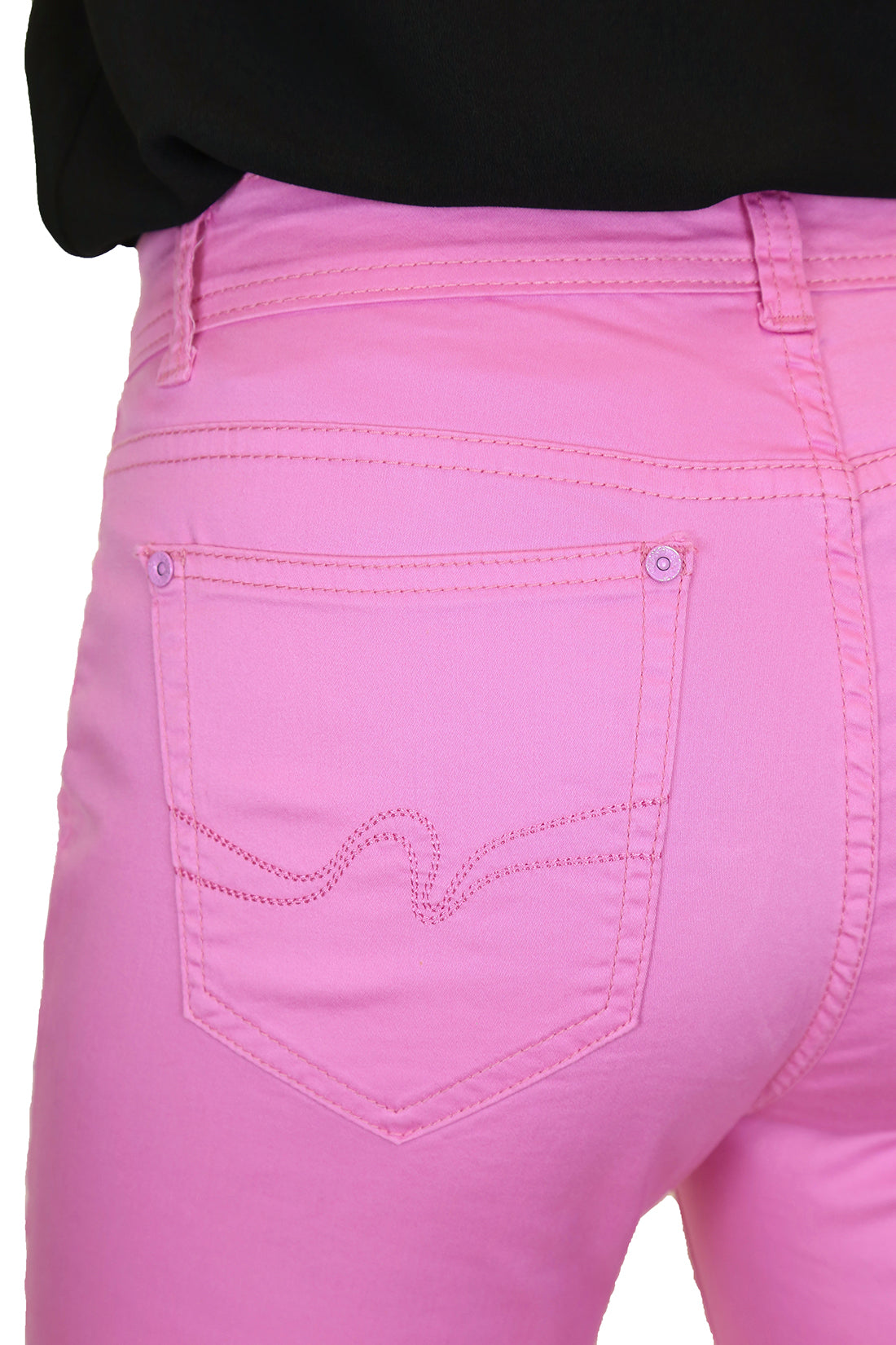 Stretch Diamante Cuff Chino Sheen Jeans Shorts Pink