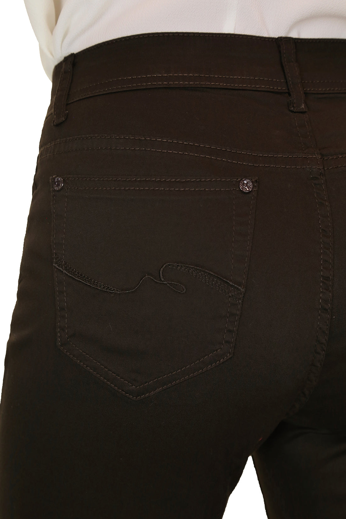 Turn Up Cuff Jeans Chino Stretch Capri Cropped Brown