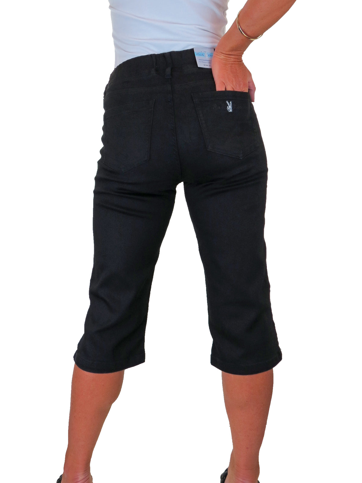 Women's Elasticated Waist Below Knee Jogger Style Jeggings Black