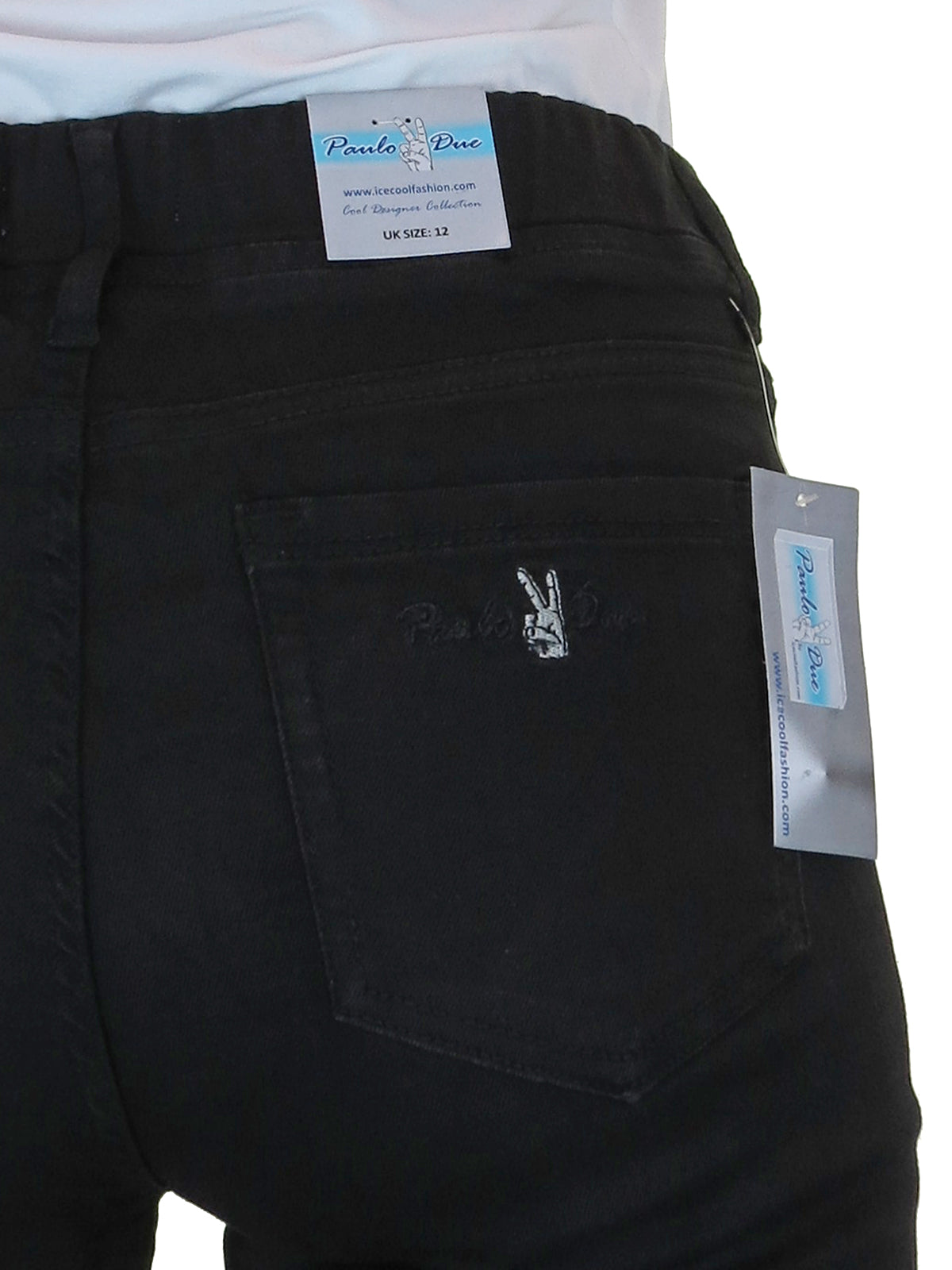 Women's Elasticated Waist Below Knee Jogger Style Jeggings Black