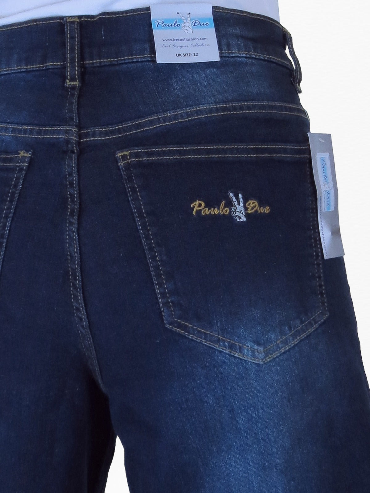 Women's High Waist Wide Leg Denim Culotte Jeans Dark Faded Blue