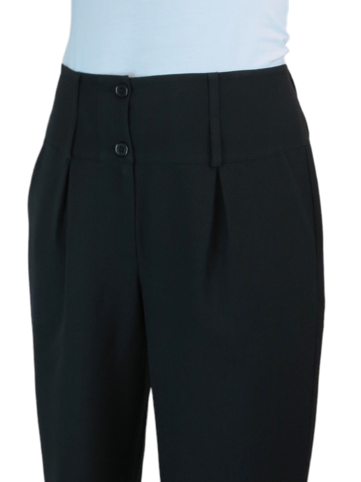 High Waisted Wide Leg Smart Trouser Black