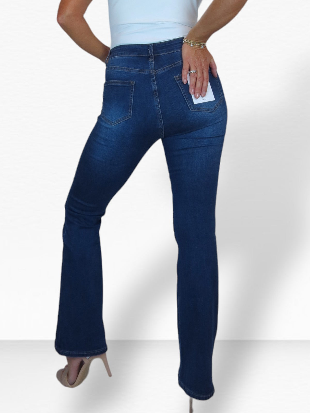 Women's Stretch Denim Flared Jean Faded Blue