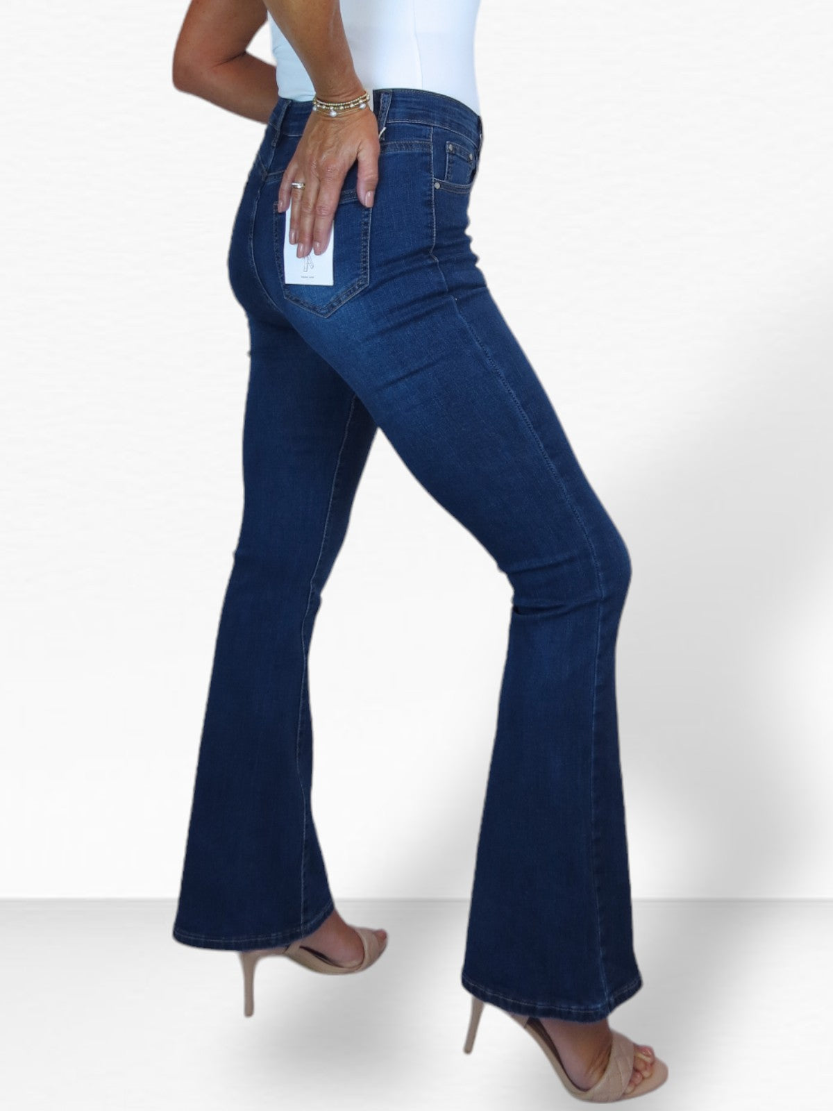 Women's Stretch Denim Flared Jean Faded Blue