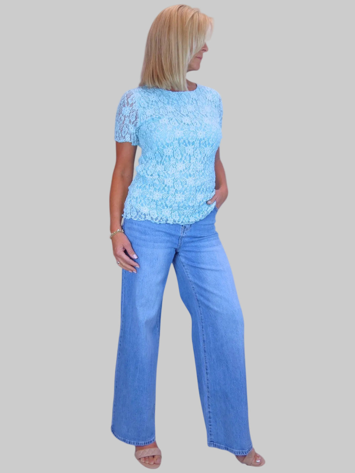 Womens High Waist Wide Leg Denim Jeans