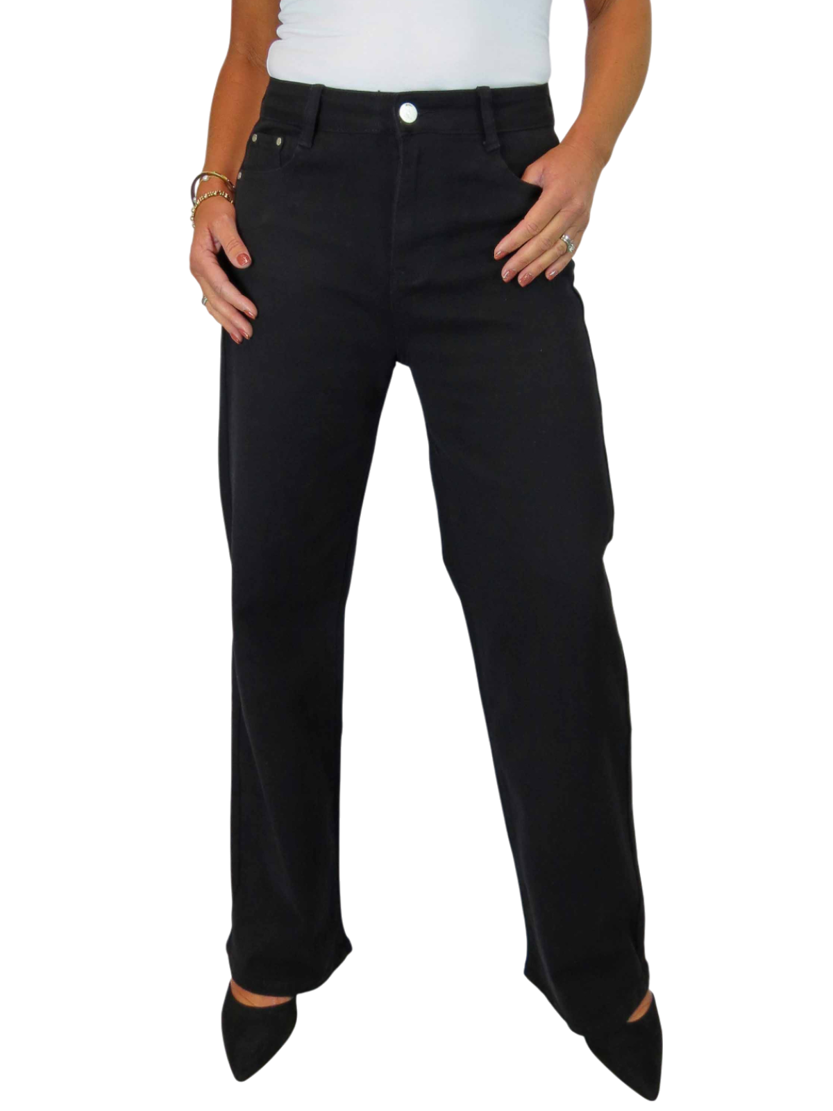 Wide Leg High Waist Jeans Black