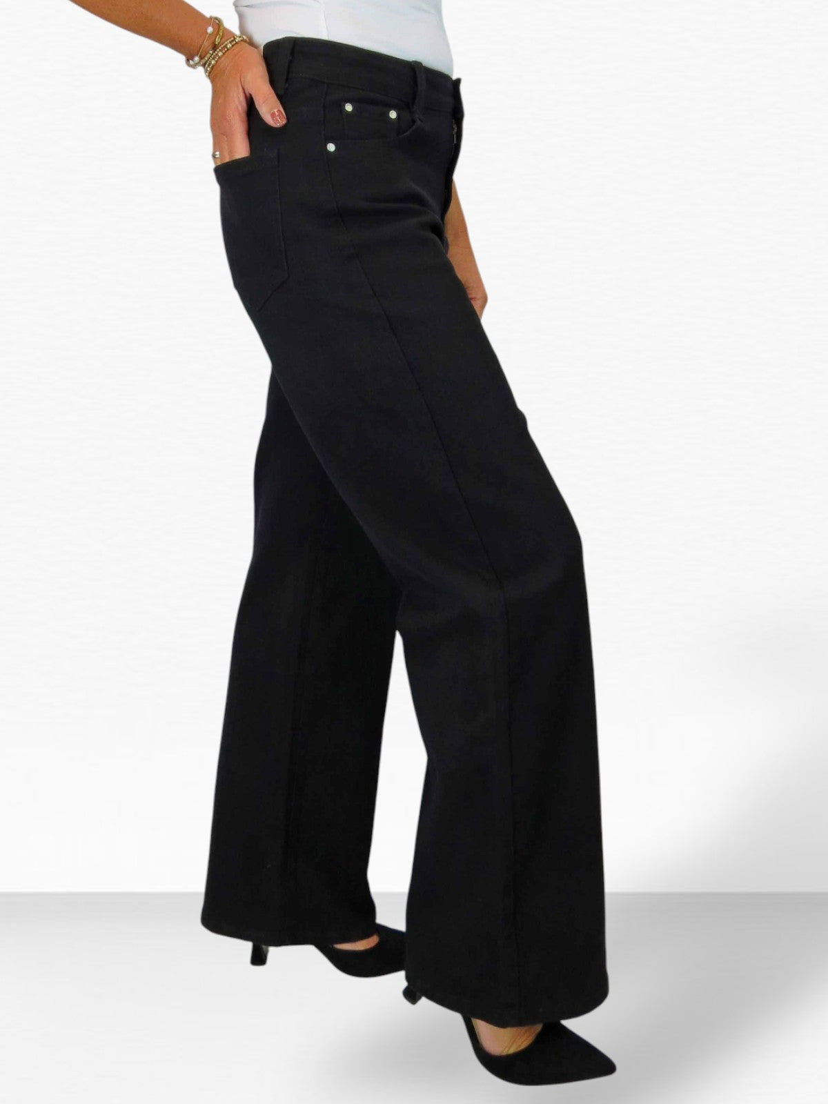 Wide Leg High Waist Jeans Black