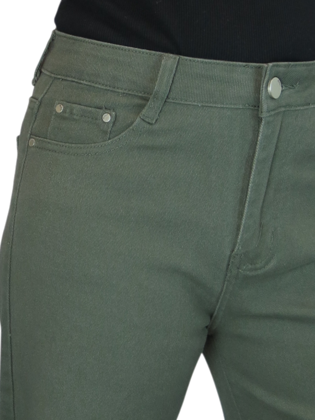 Wide Leg High Waist Jeans Khaki Green