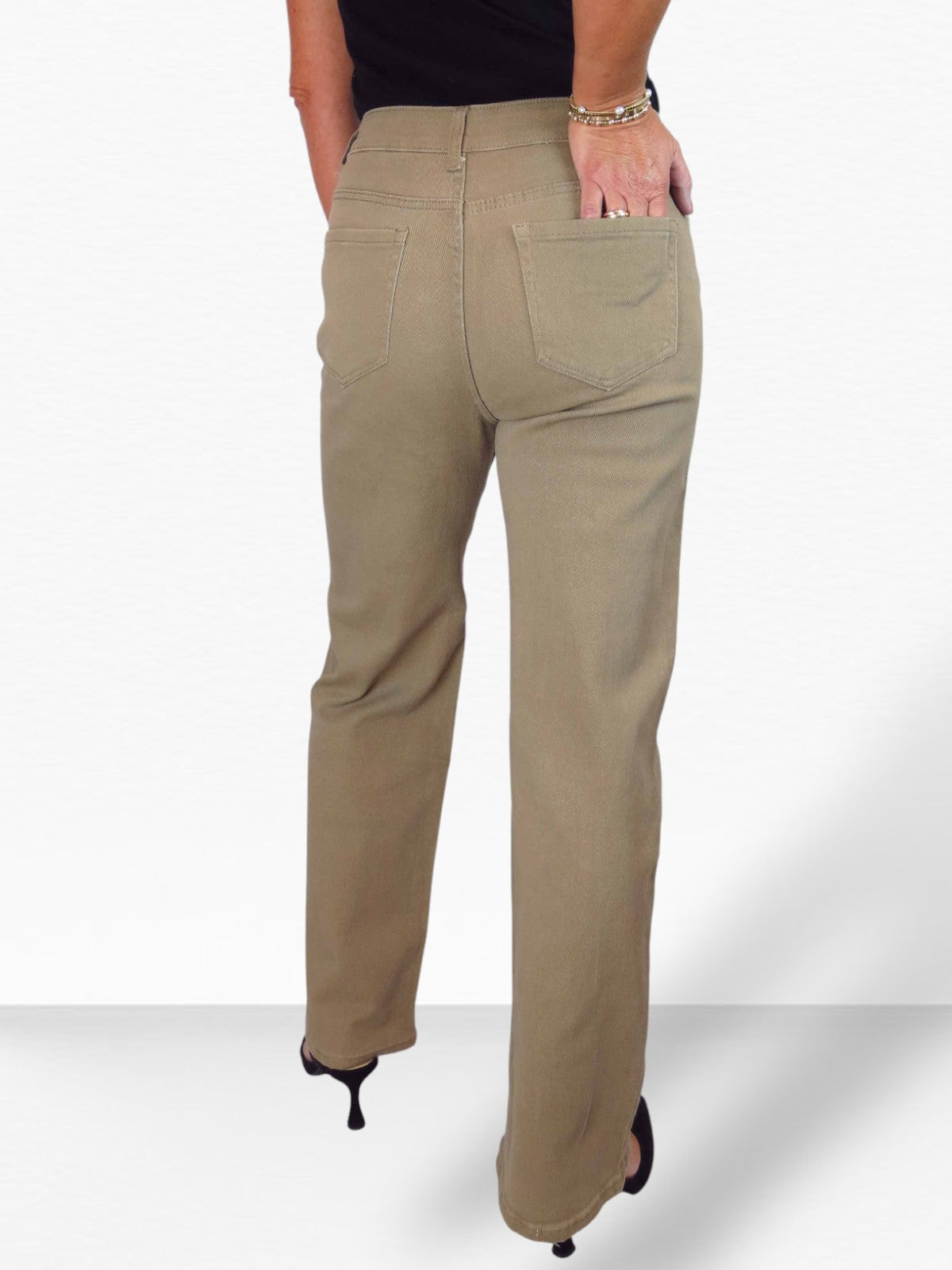 Wide Leg High Waist Jeans Tan