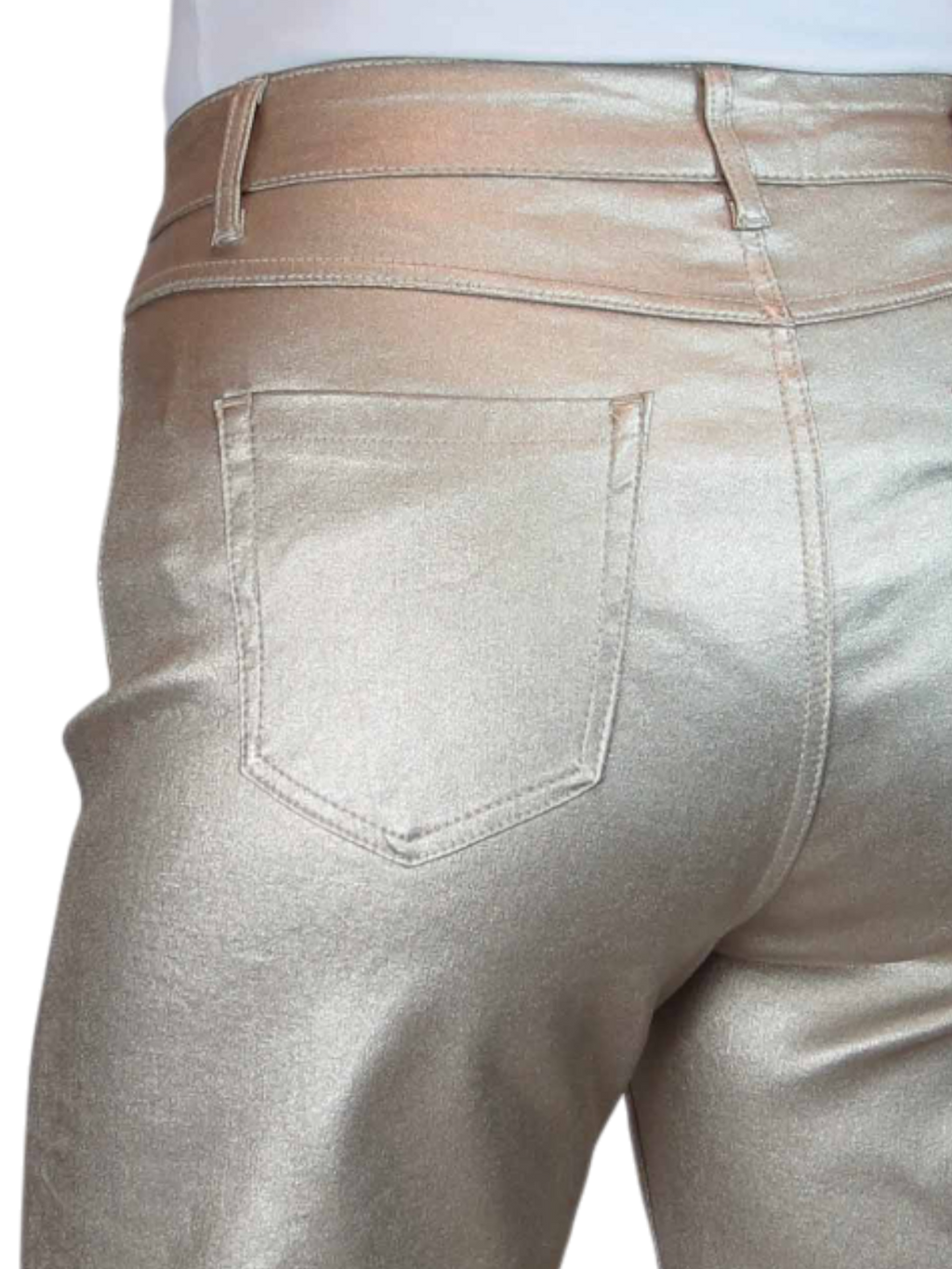 Wide Leg Coated Leather Look Jeans Gold