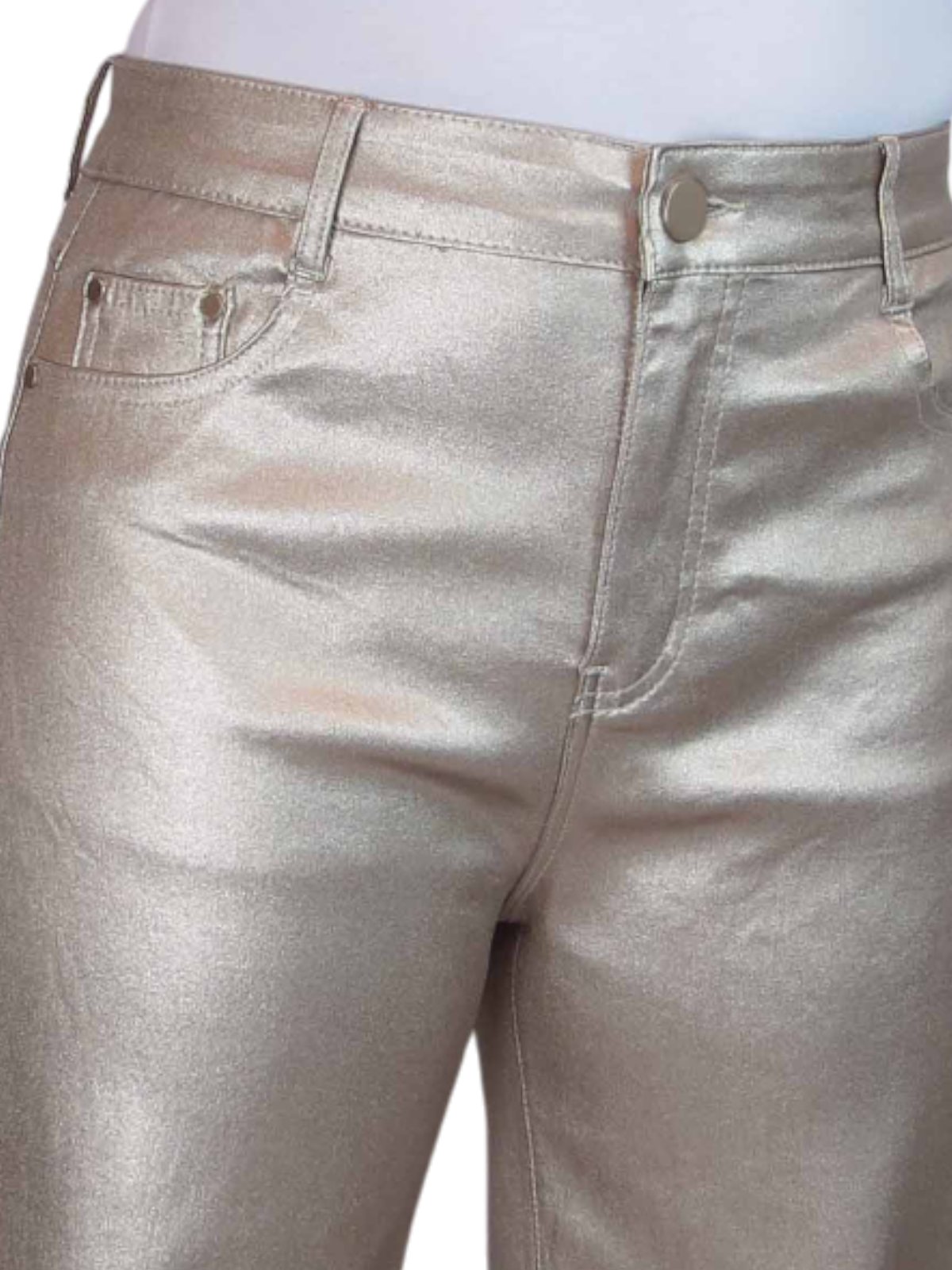 Wide Leg Coated Leather Look Jeans Gold