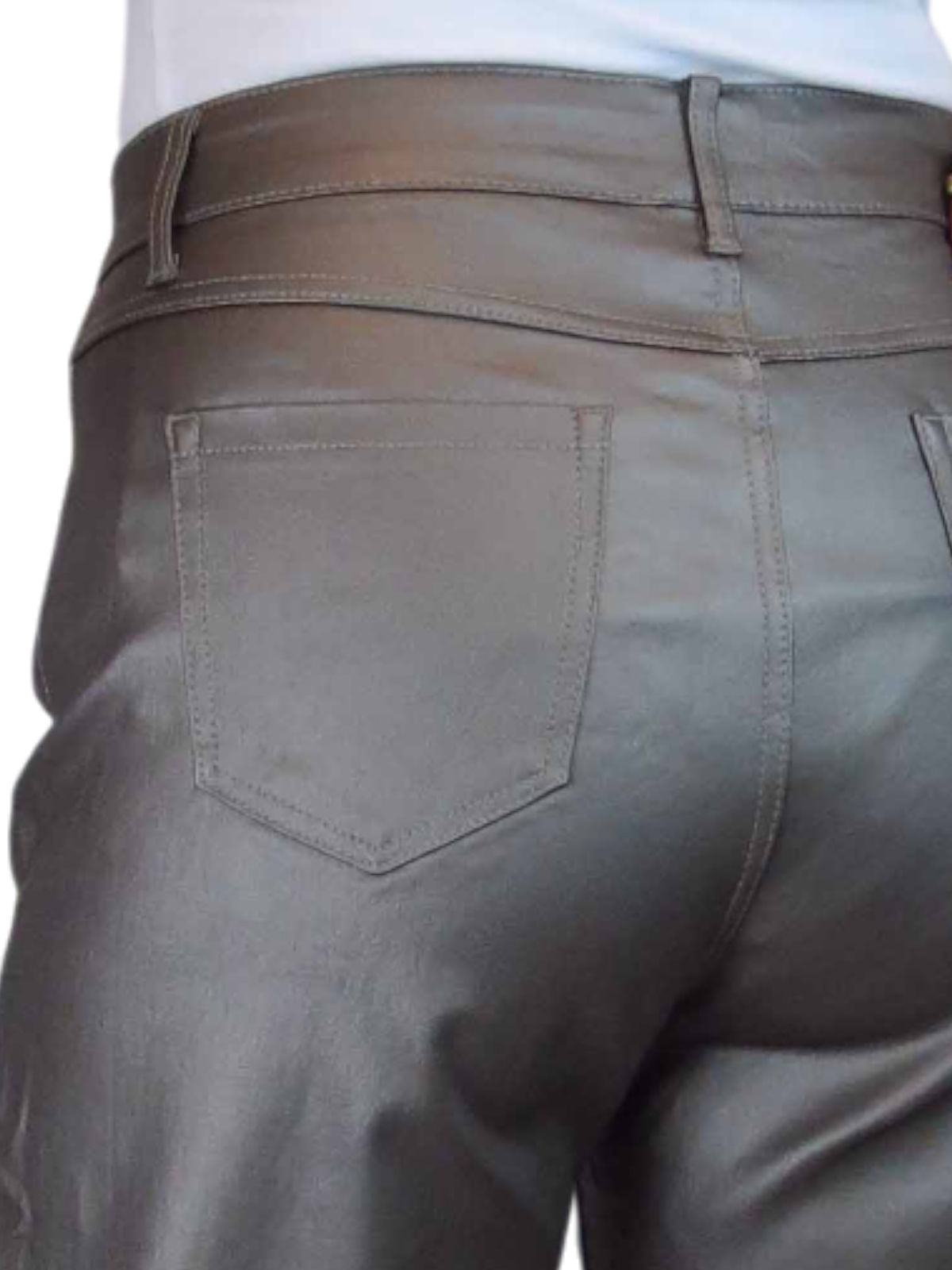 Wide Leg Coated Leather Look Jeans Pewter