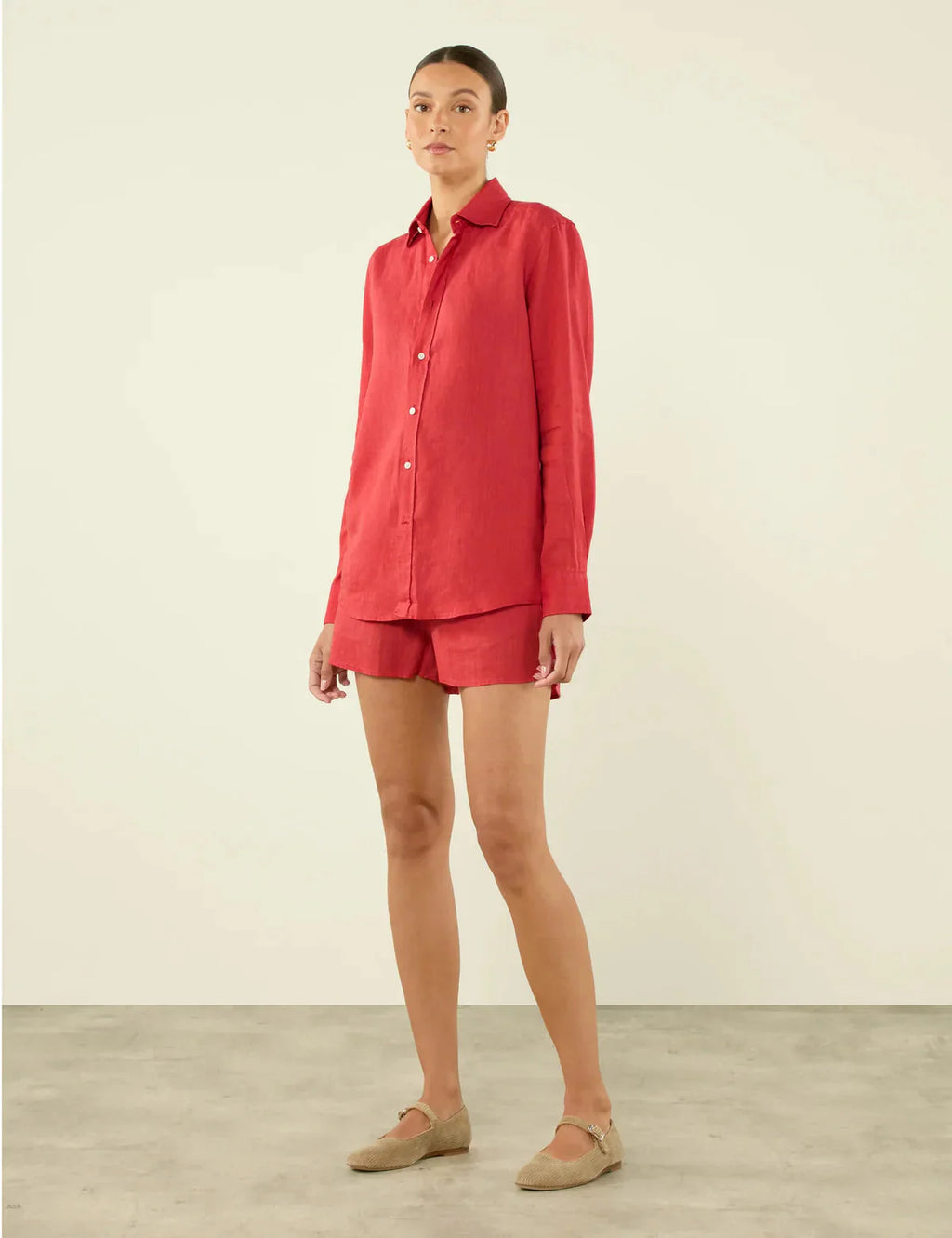 The Set: Linen Cardinal Red Shirt & Boxer