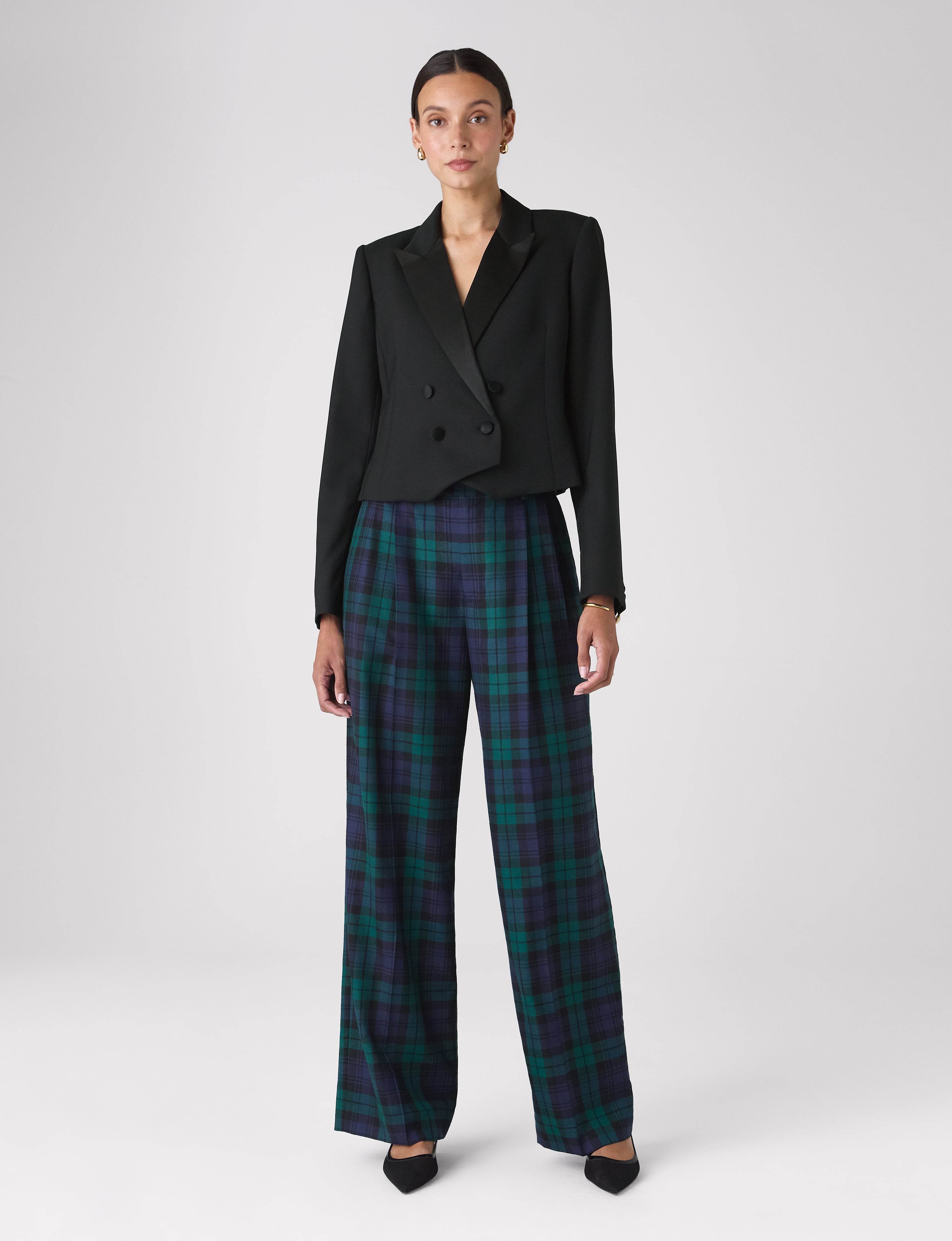 Belgravia Cropped Tuxedo: Wool, Black
