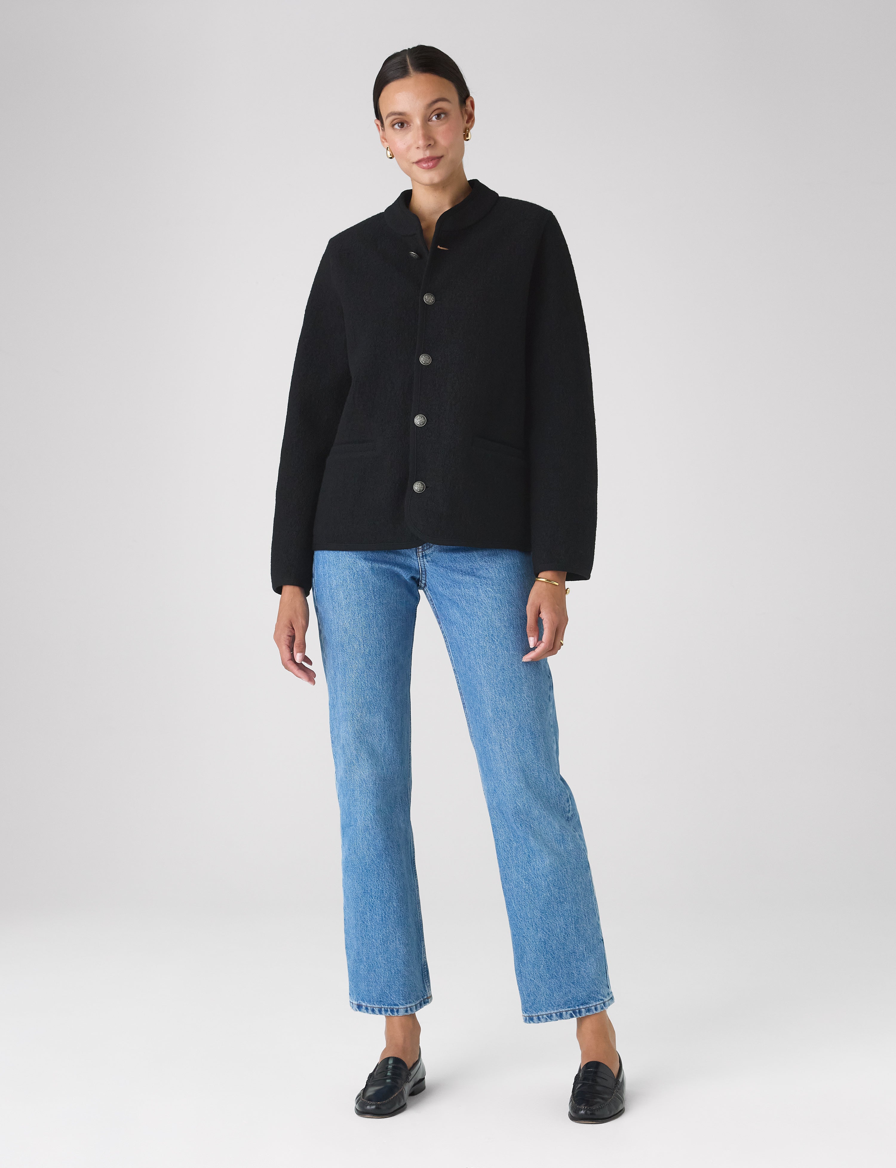 St James Jacket: Boiled Wool, Black