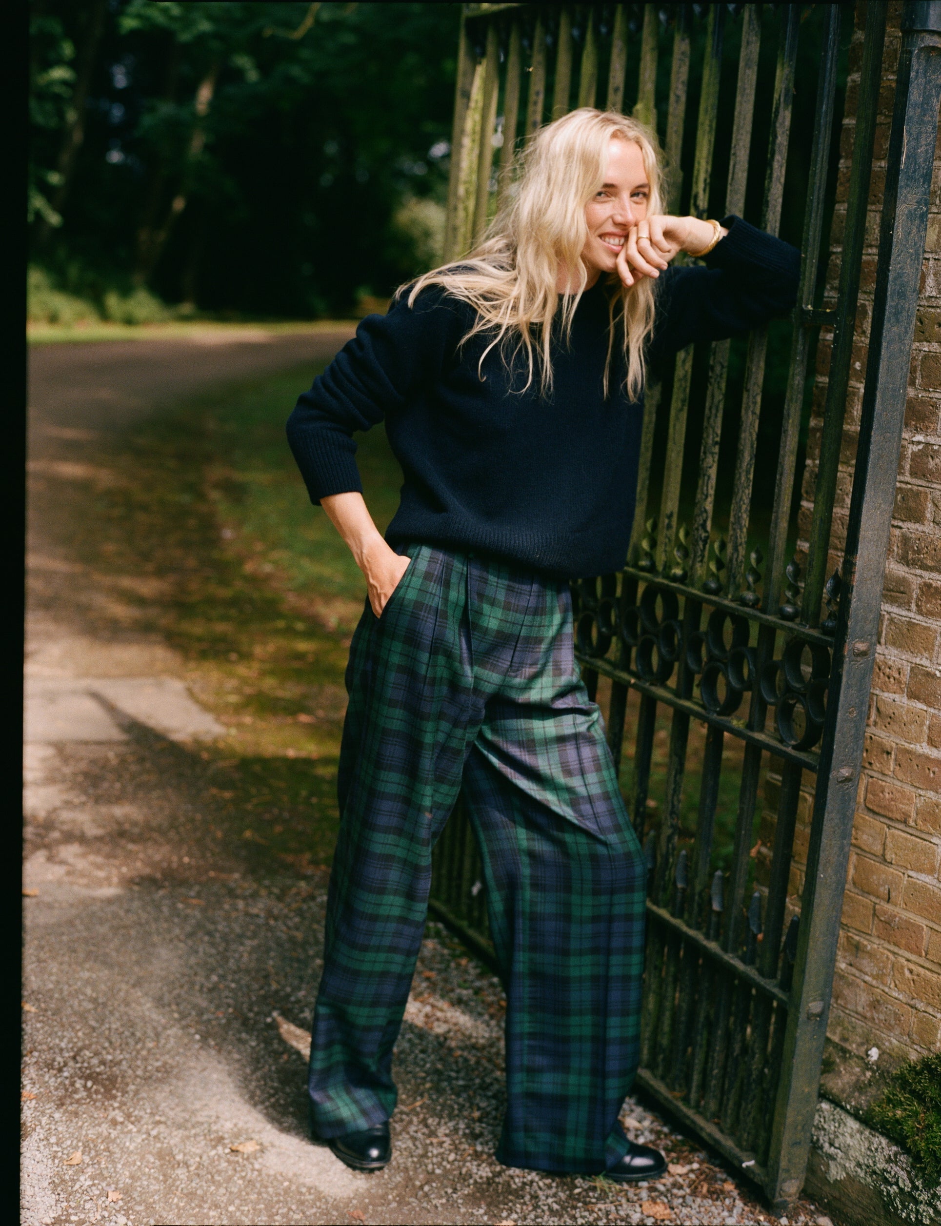 Rampling Trouser: Wool, Heritage Green Check