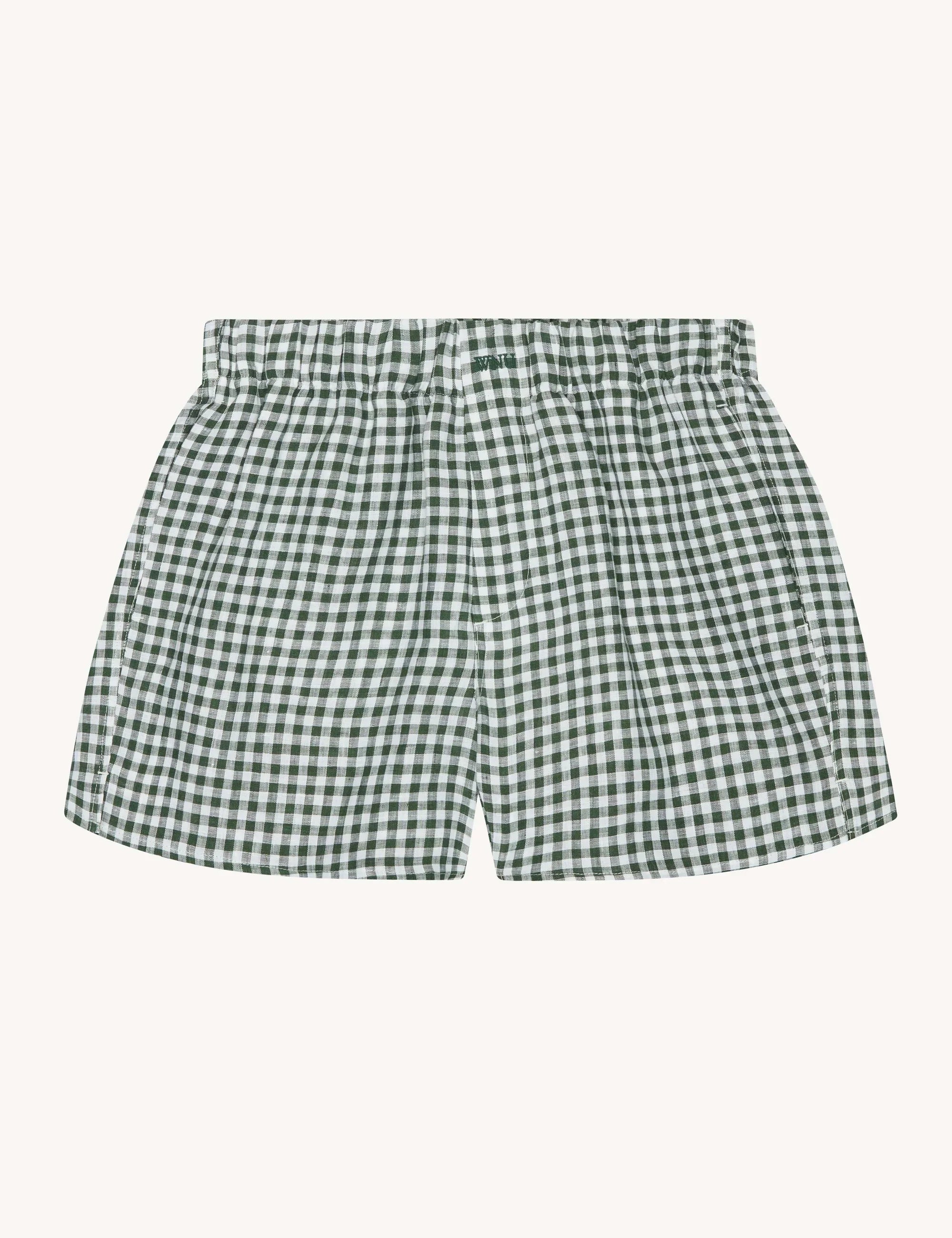 The Set: Linen Green Gingham Shirt & Boxer