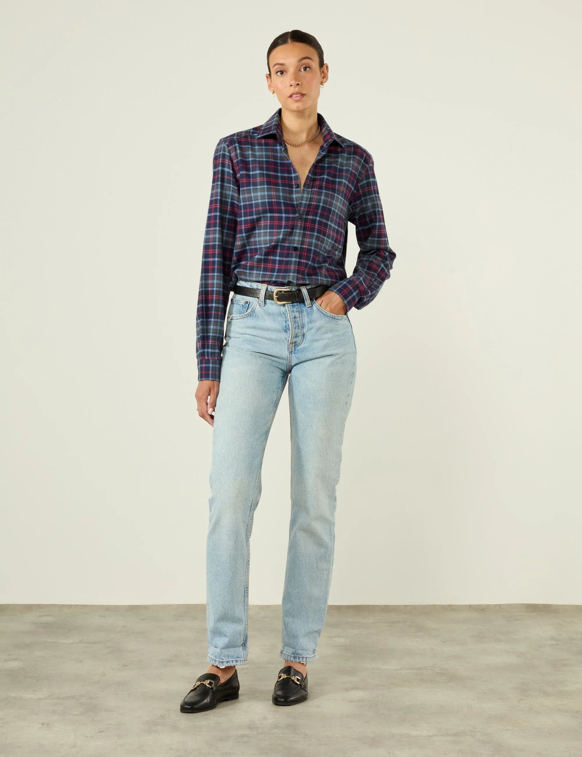 The Classic: Fine Brushed, Blue and Red Plaid