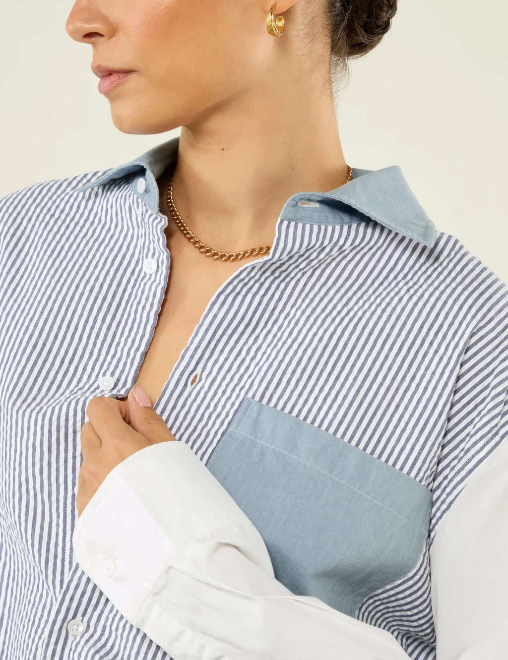 The Oversized: Chambray, Blue Patchwork