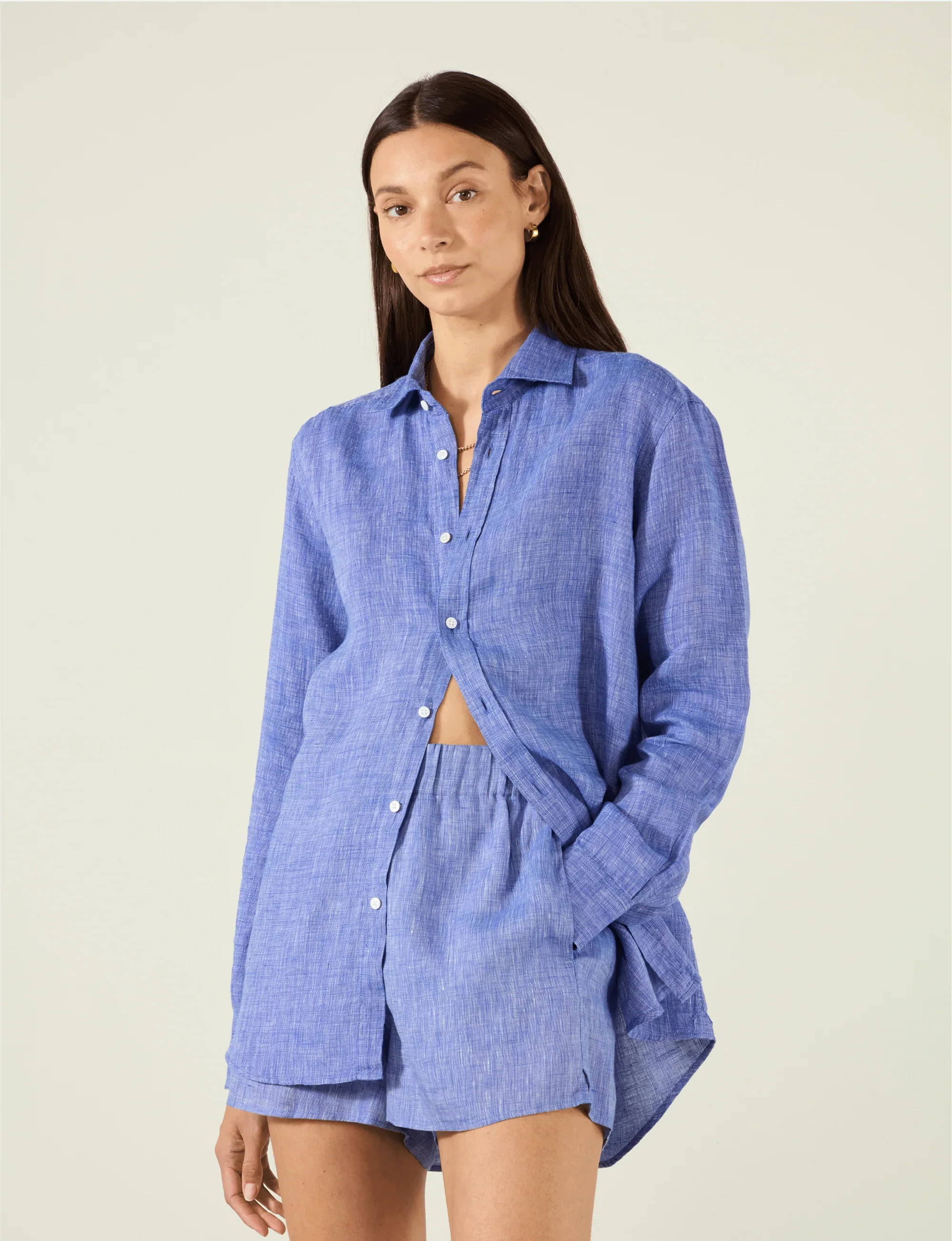 The Set: Linen Lapis Blue Shirt & Boxer