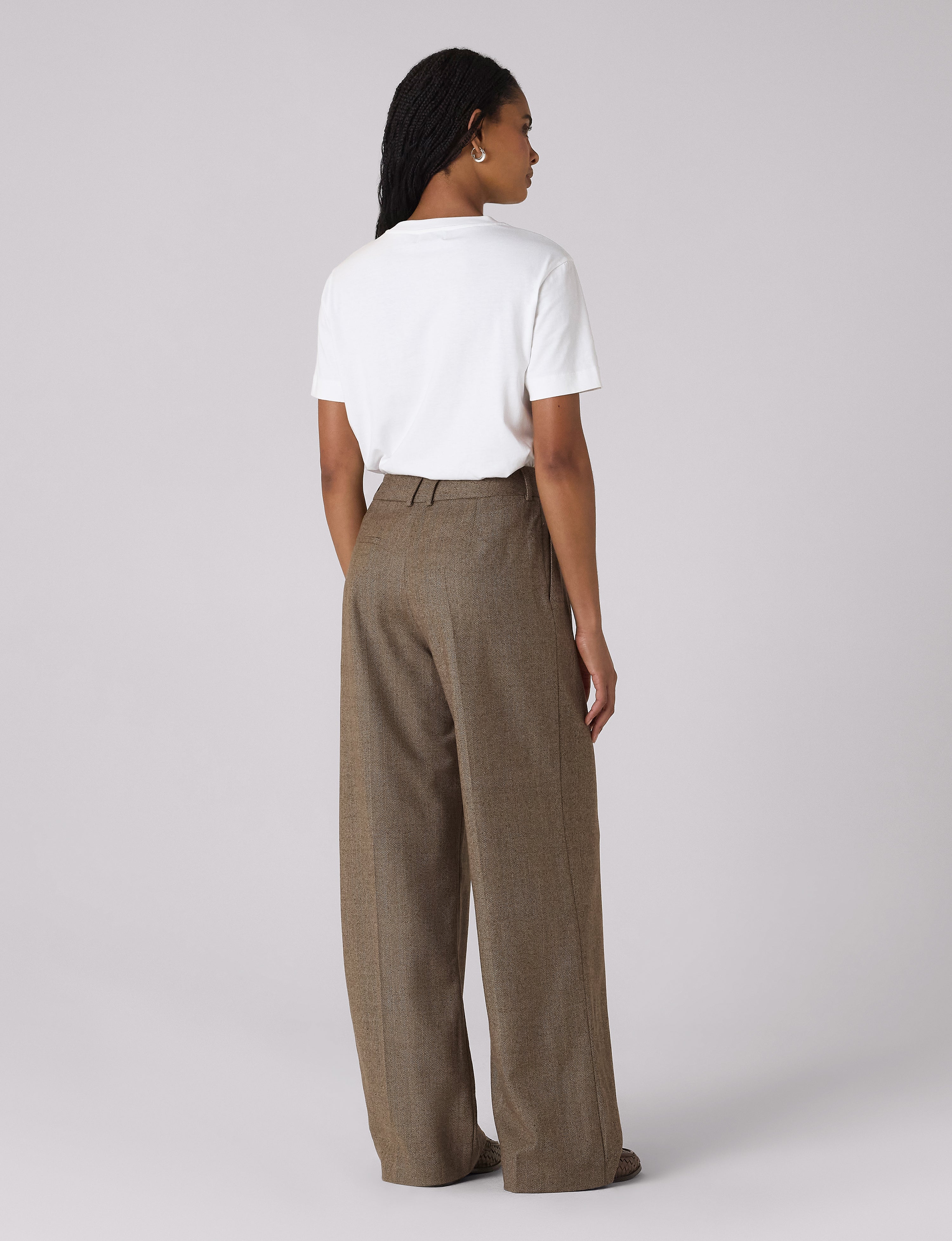 Rampling Trouser: Wool, Coffee Herringbone