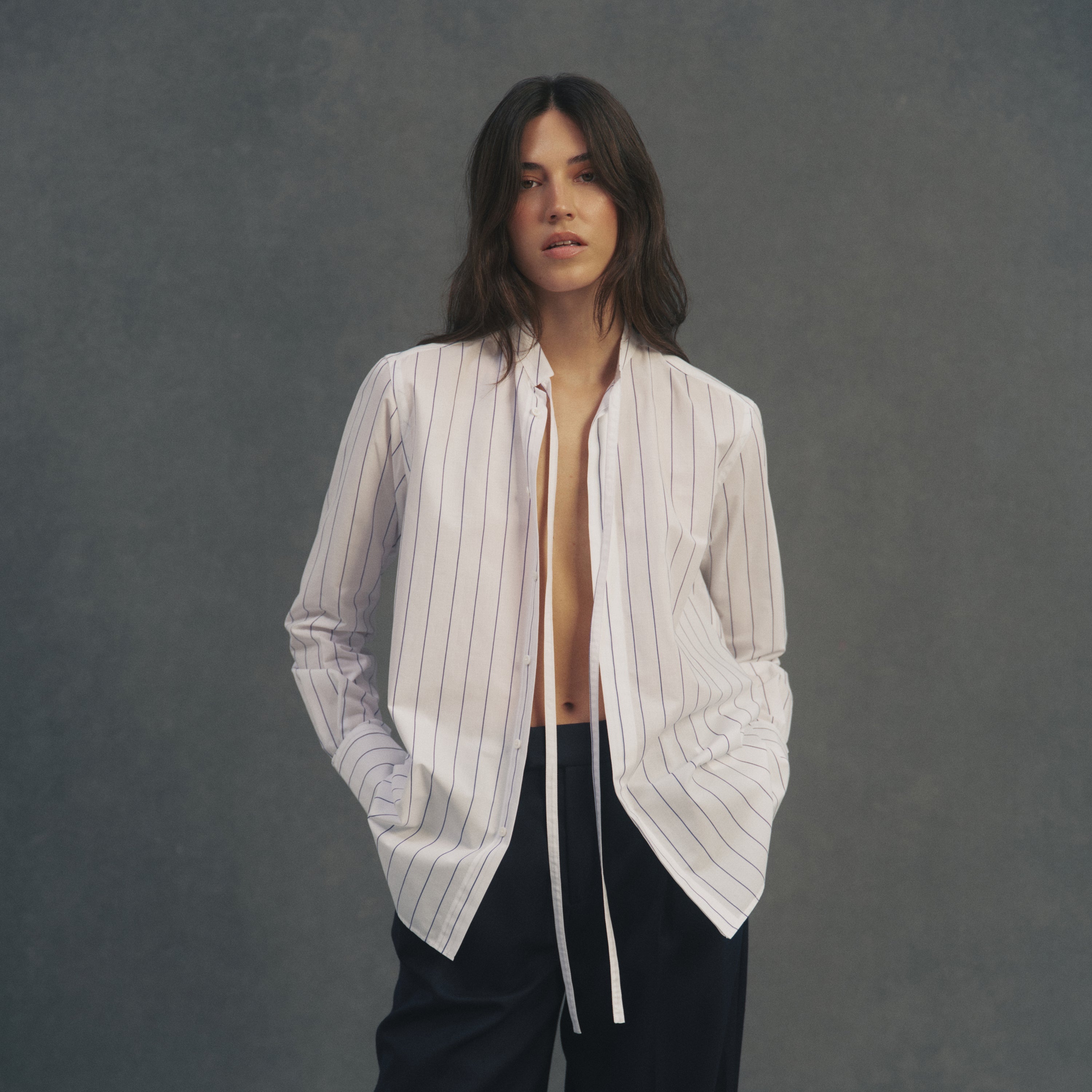 The Boyfriend Bow Tie: Fine Poplin, Blue and White Stripe