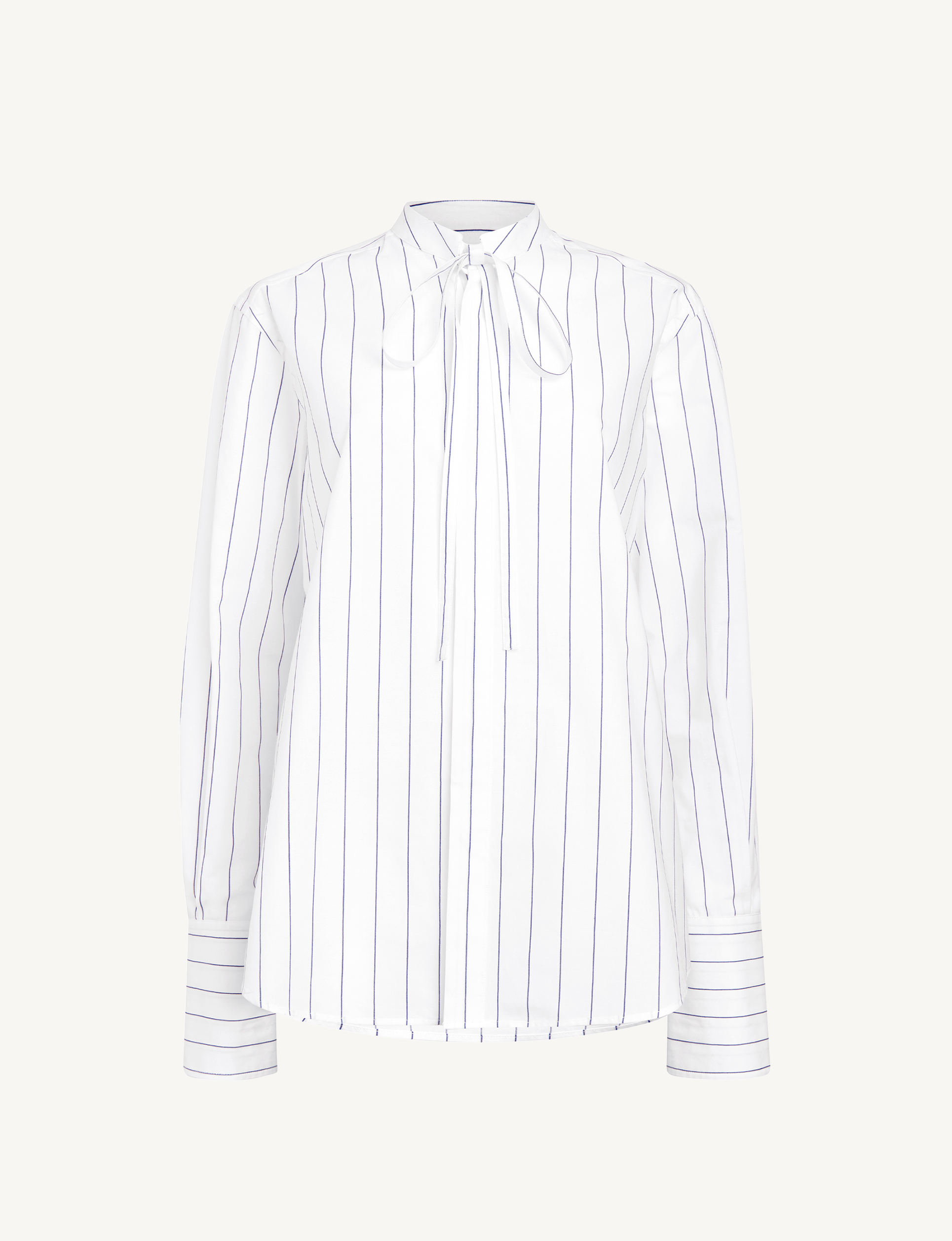 The Boyfriend Bow Tie: Fine Poplin, Blue and White Stripe