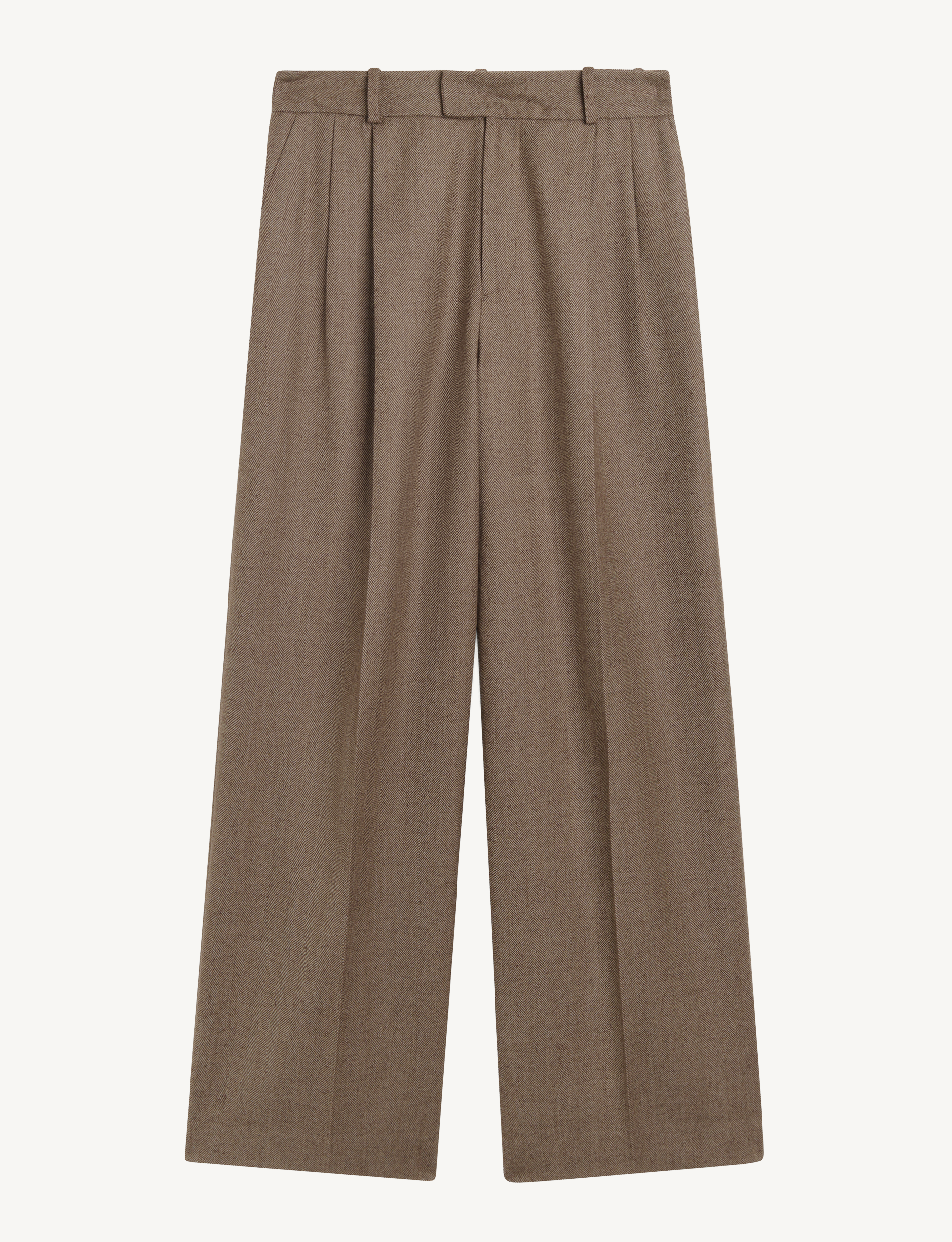 Rampling Trouser: Wool, Coffee Herringbone
