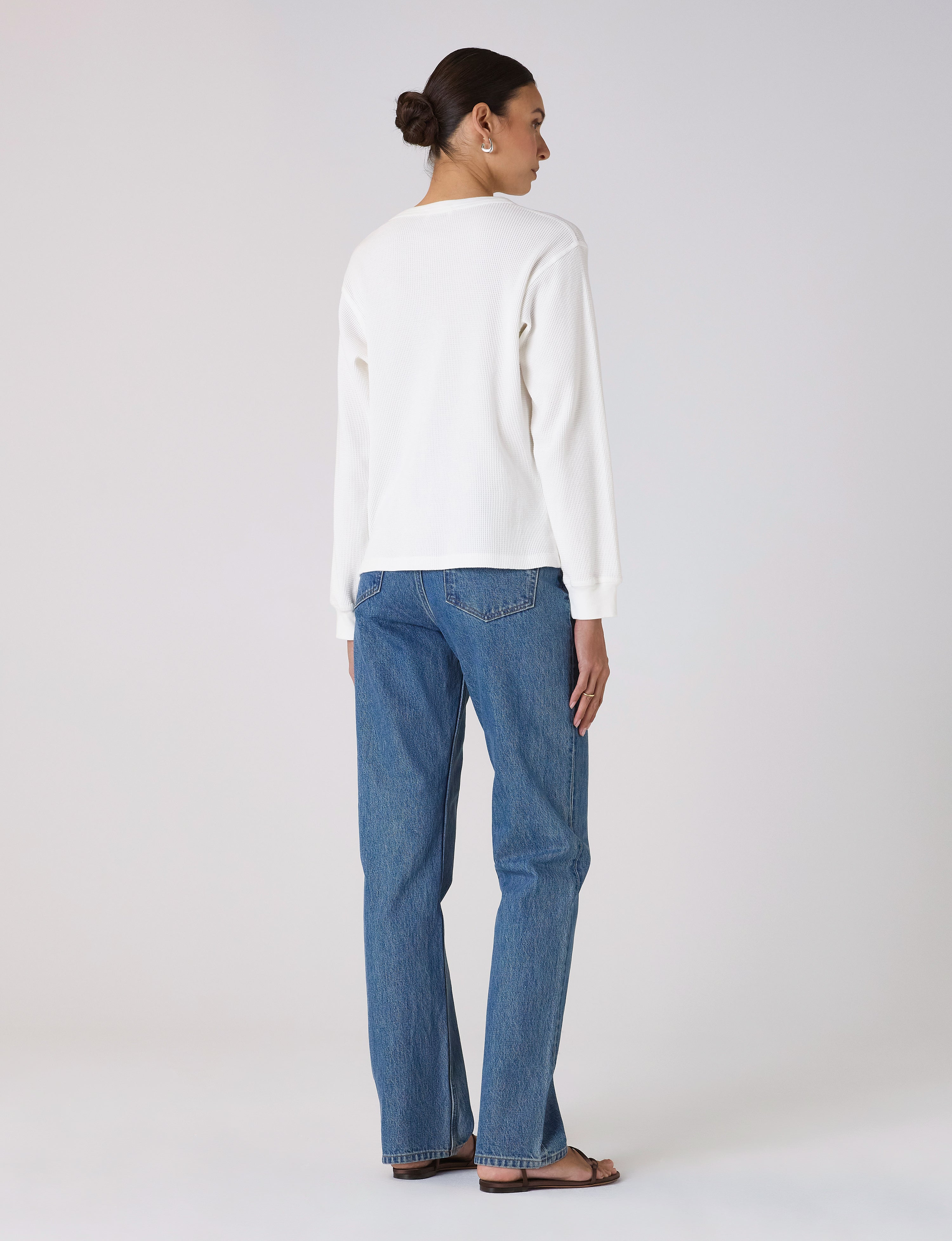 Bessette Top: Waffle Jersey, Off-White