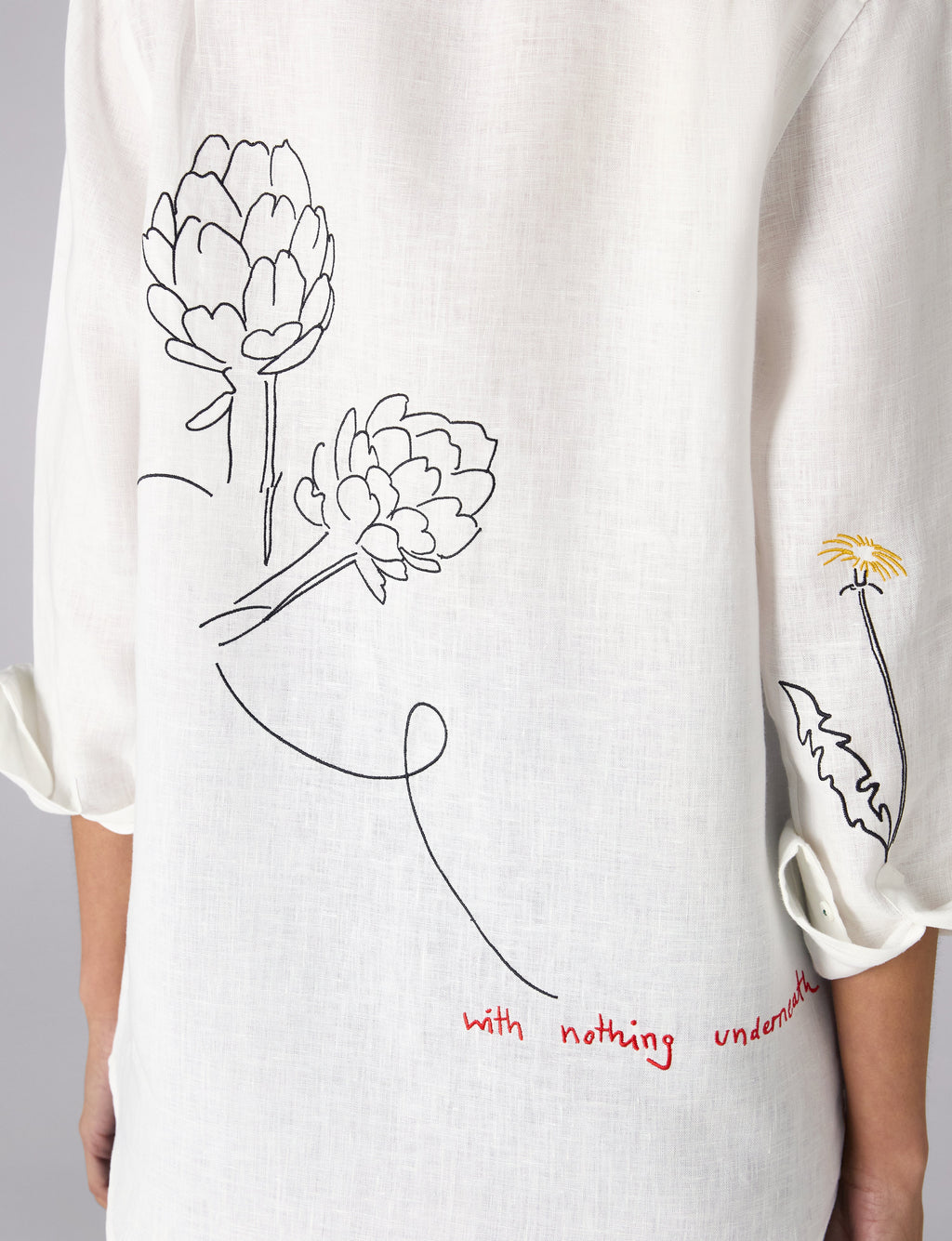 The Boyfriend: Linen, Artichoke Embroidery