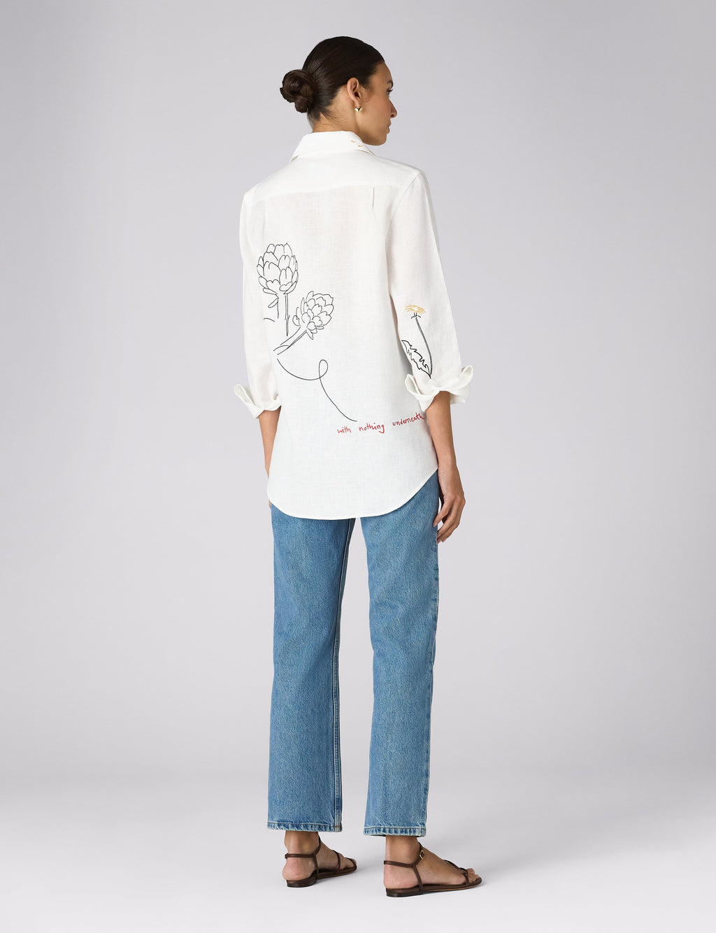 The Boyfriend: Linen, Artichoke Embroidery