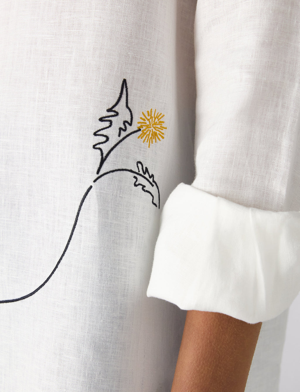 The Boyfriend: Linen, Artichoke Embroidery