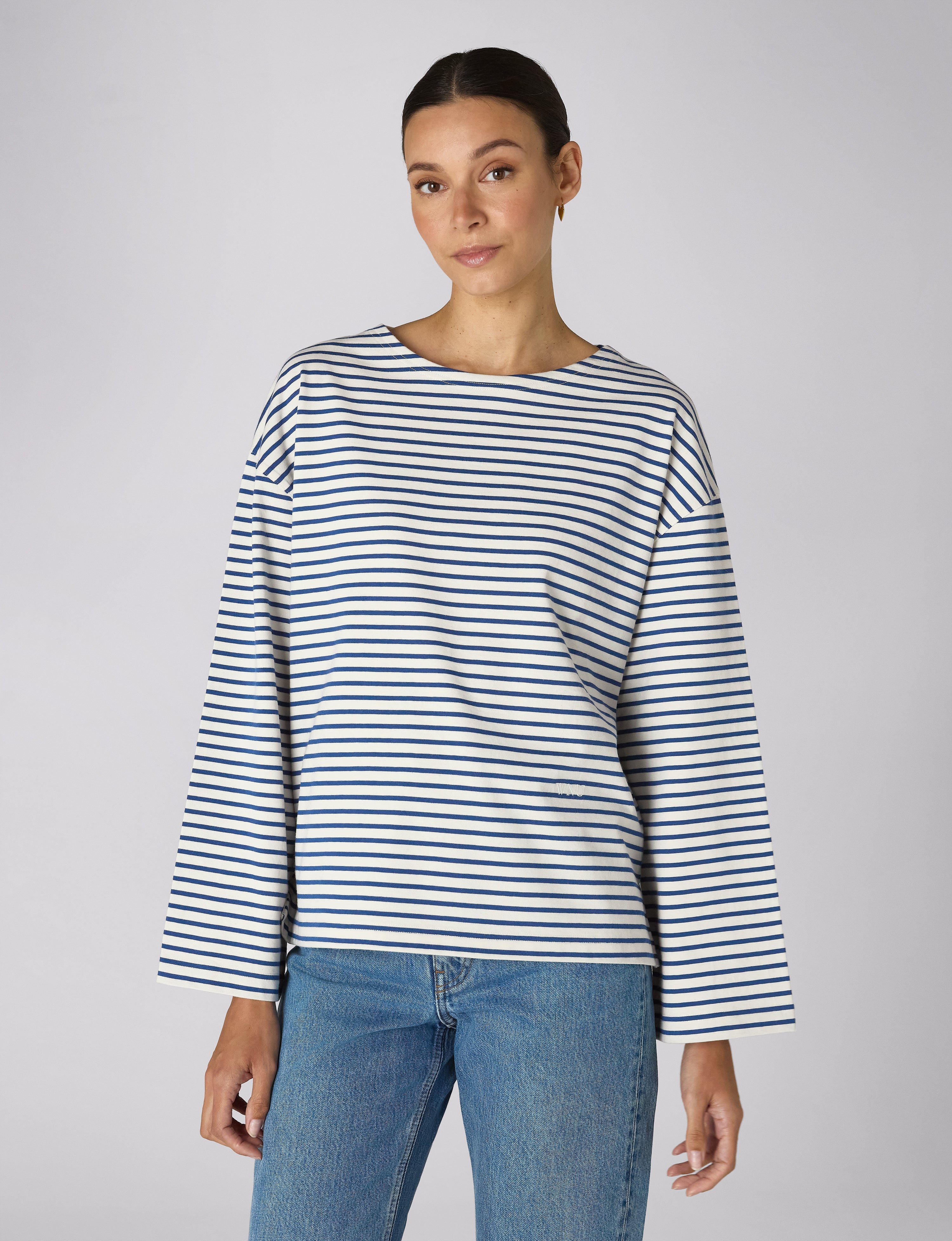 Harbour Breton: Cotton Jersey, Ecru and Blue Stripe