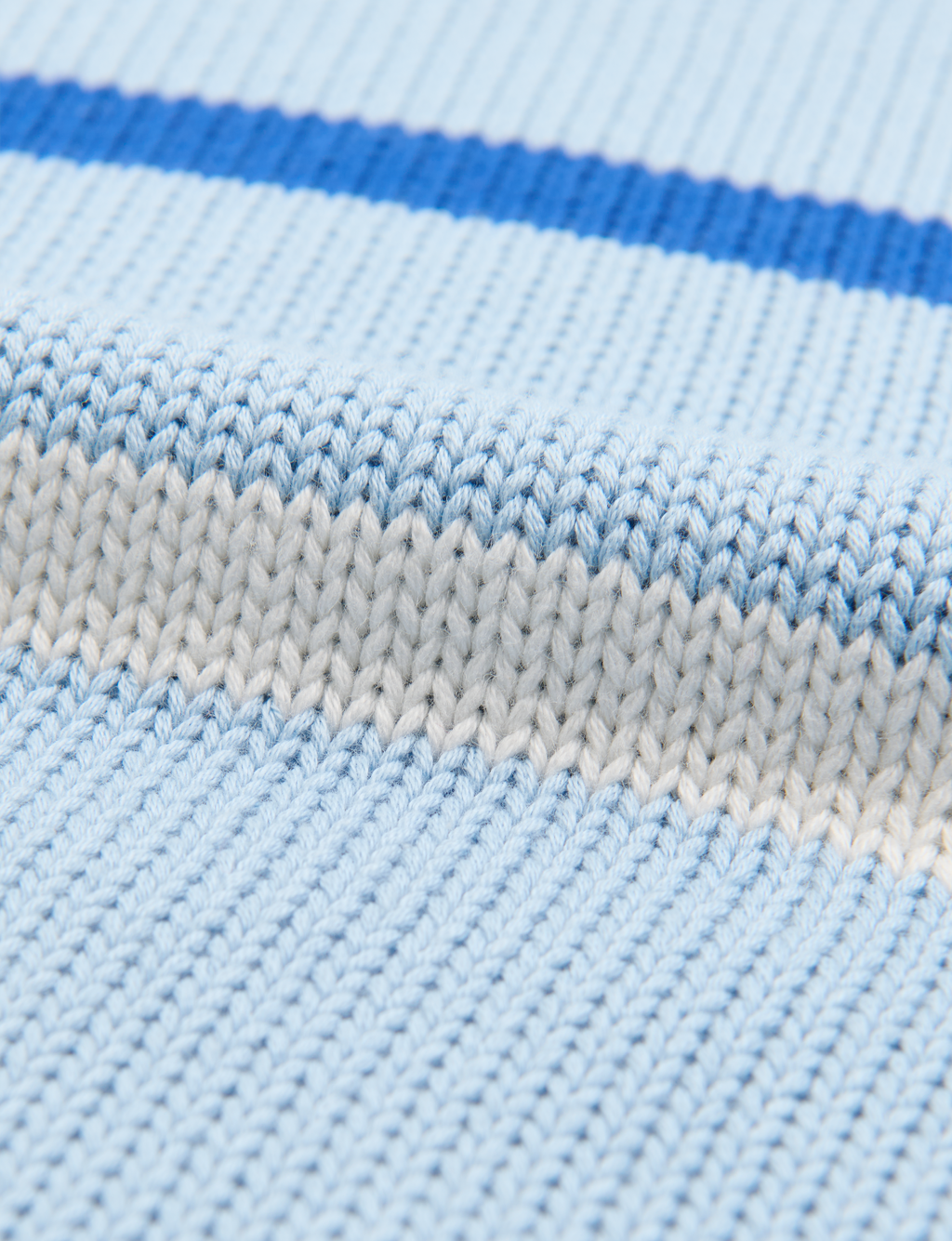 Devon Jumper: Cotton, Sky Blue and Cobalt Stripe