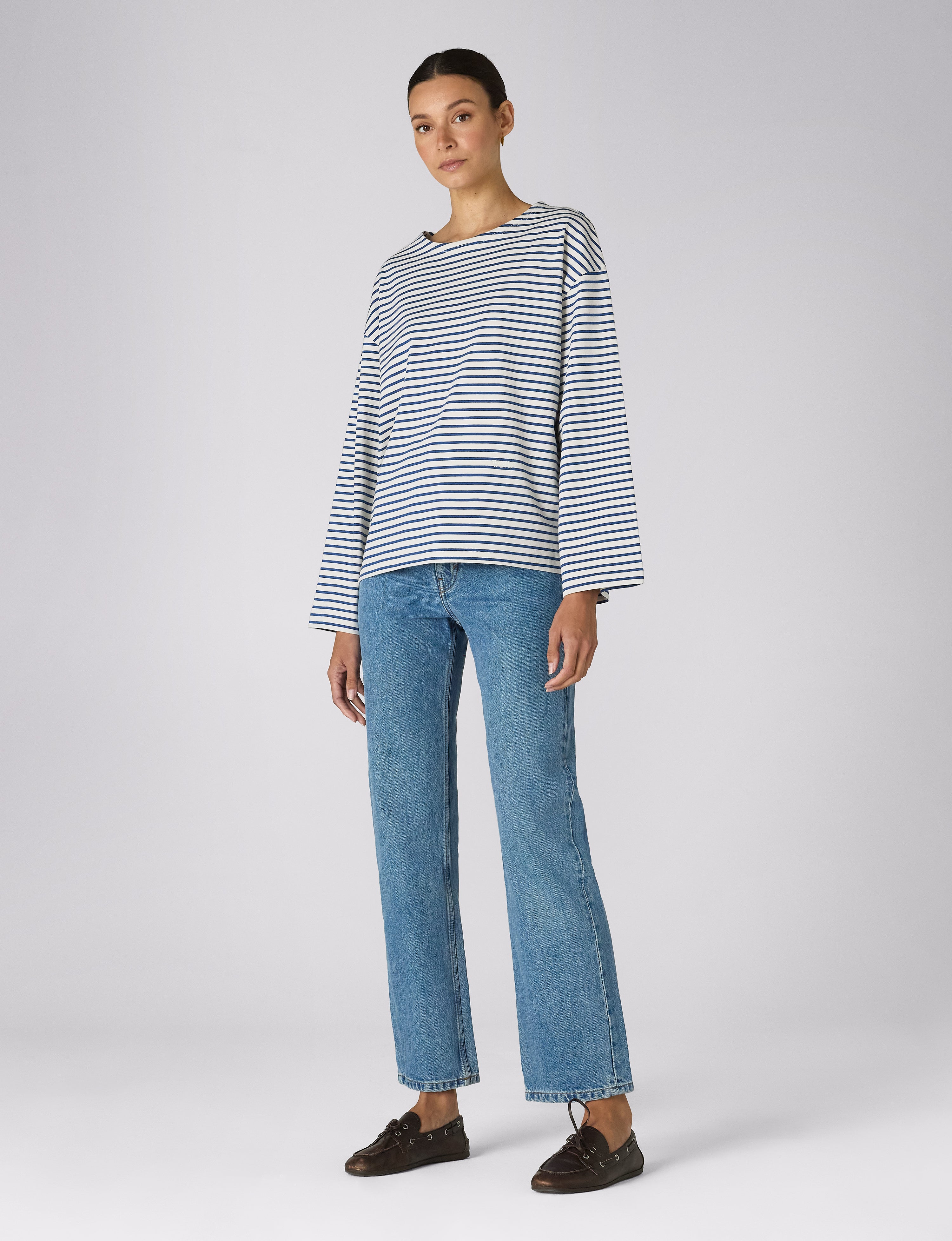 Harbour Breton: Cotton Jersey, Ecru and Blue Stripe