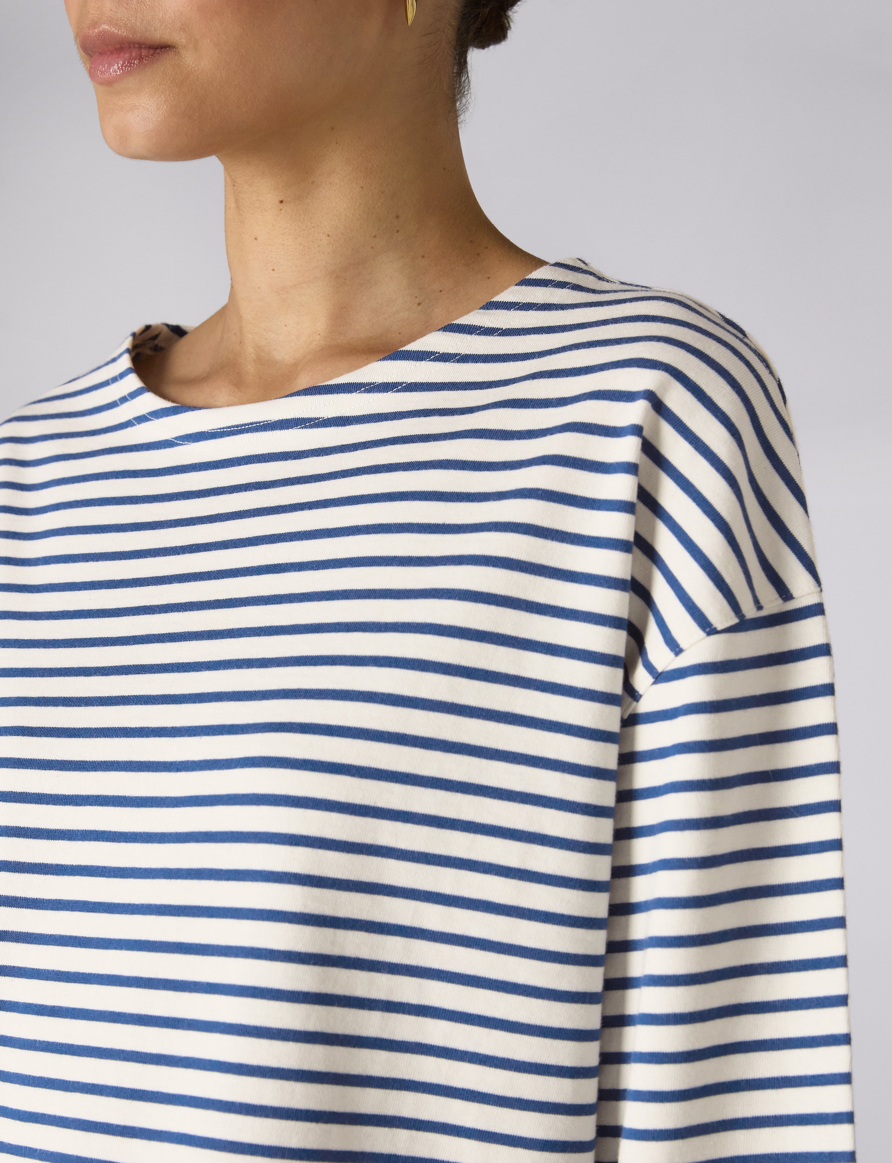 Harbour Breton: Cotton Jersey, Ecru and Blue Stripe