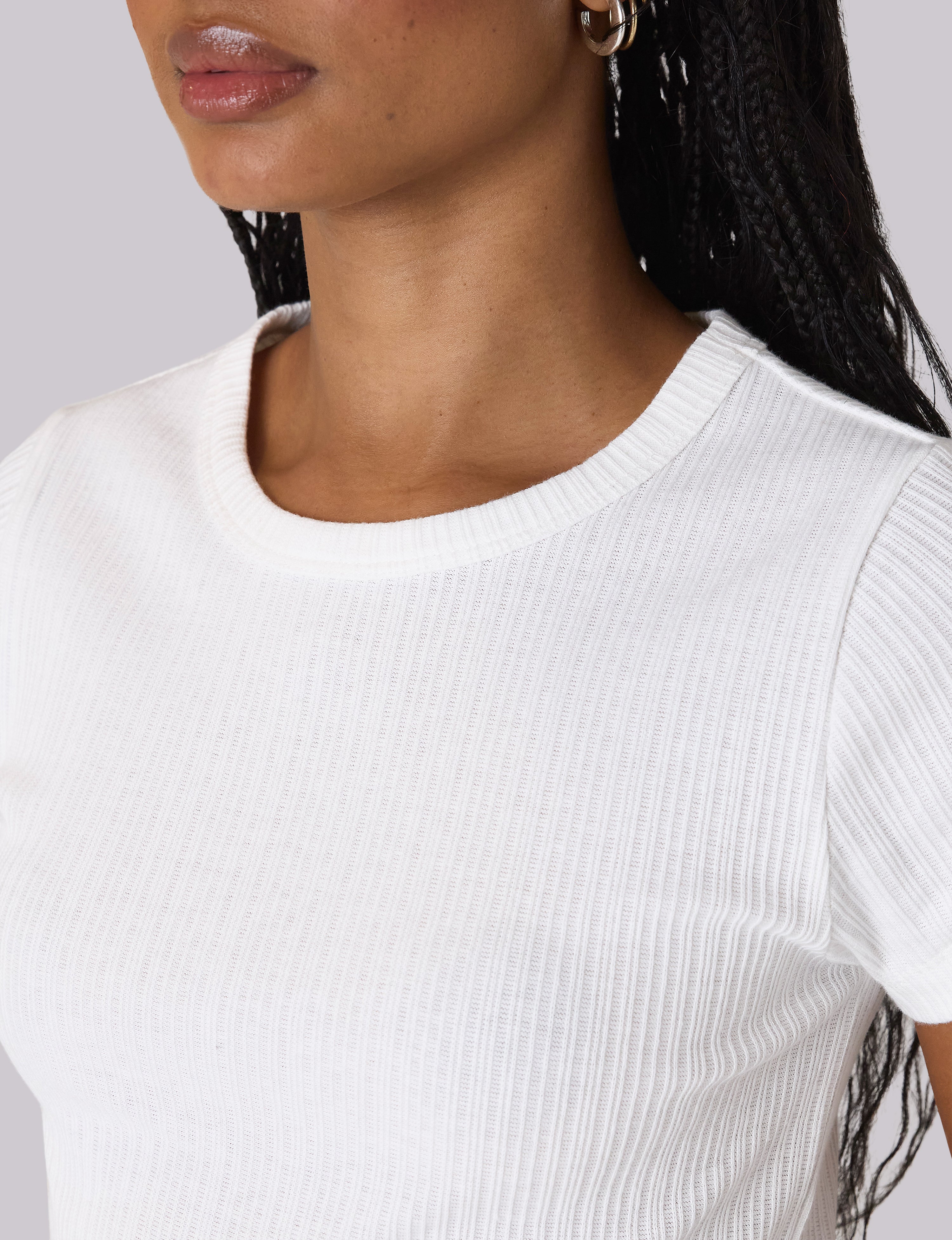 Camden Fitted T-Shirt: Cotton Textured Rib, Off-White