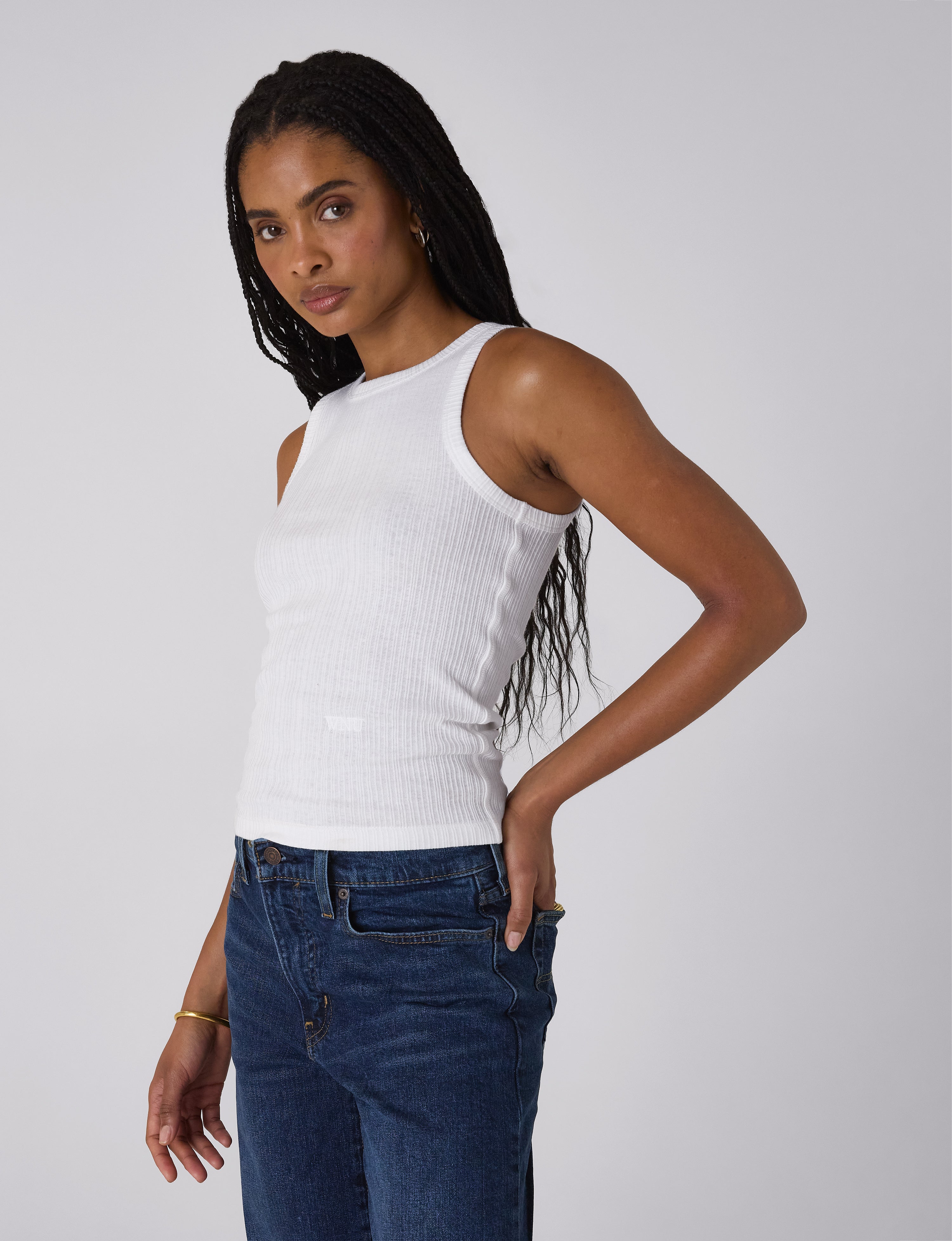 Carnaby Tank: Cotton Textured Rib, Off-White