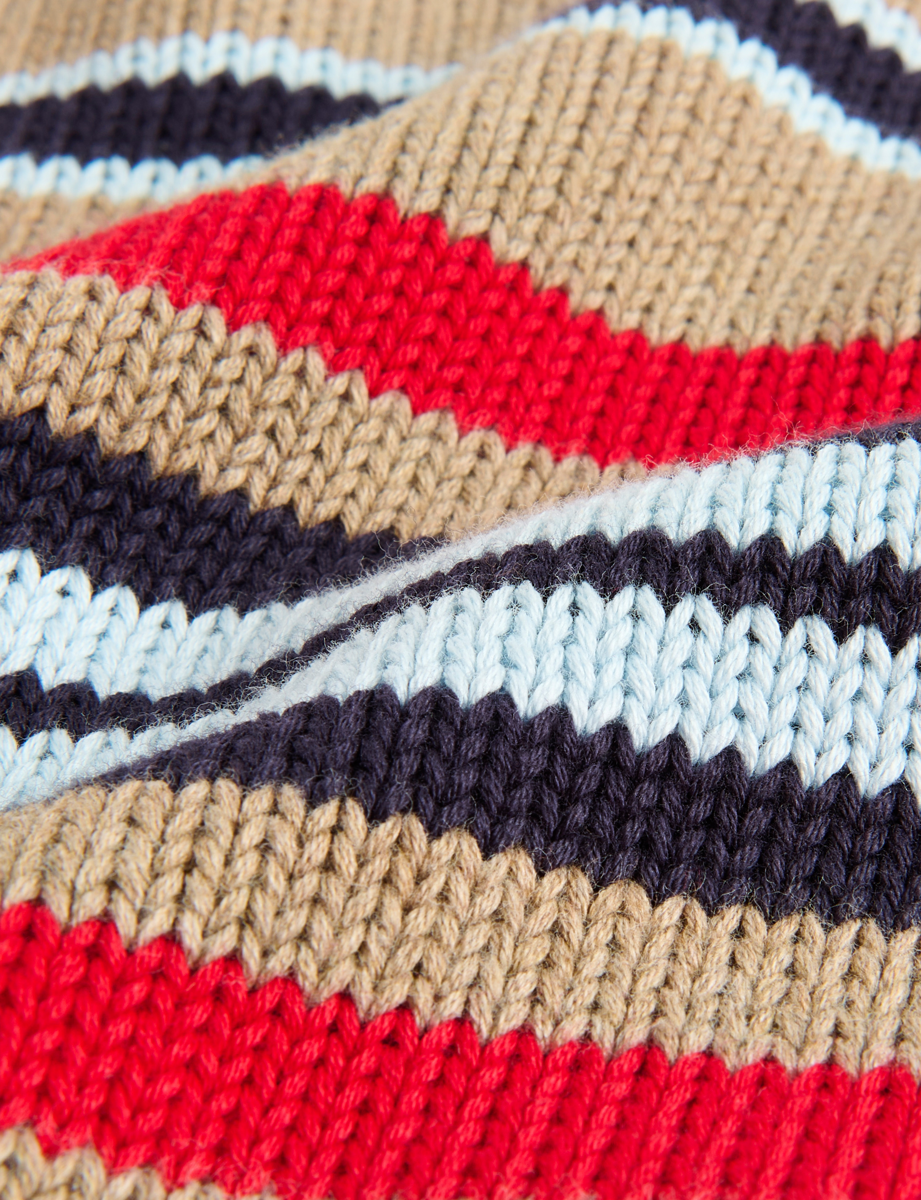 Devon Jumper: Cotton, Sand and Poppy Multi Stripe