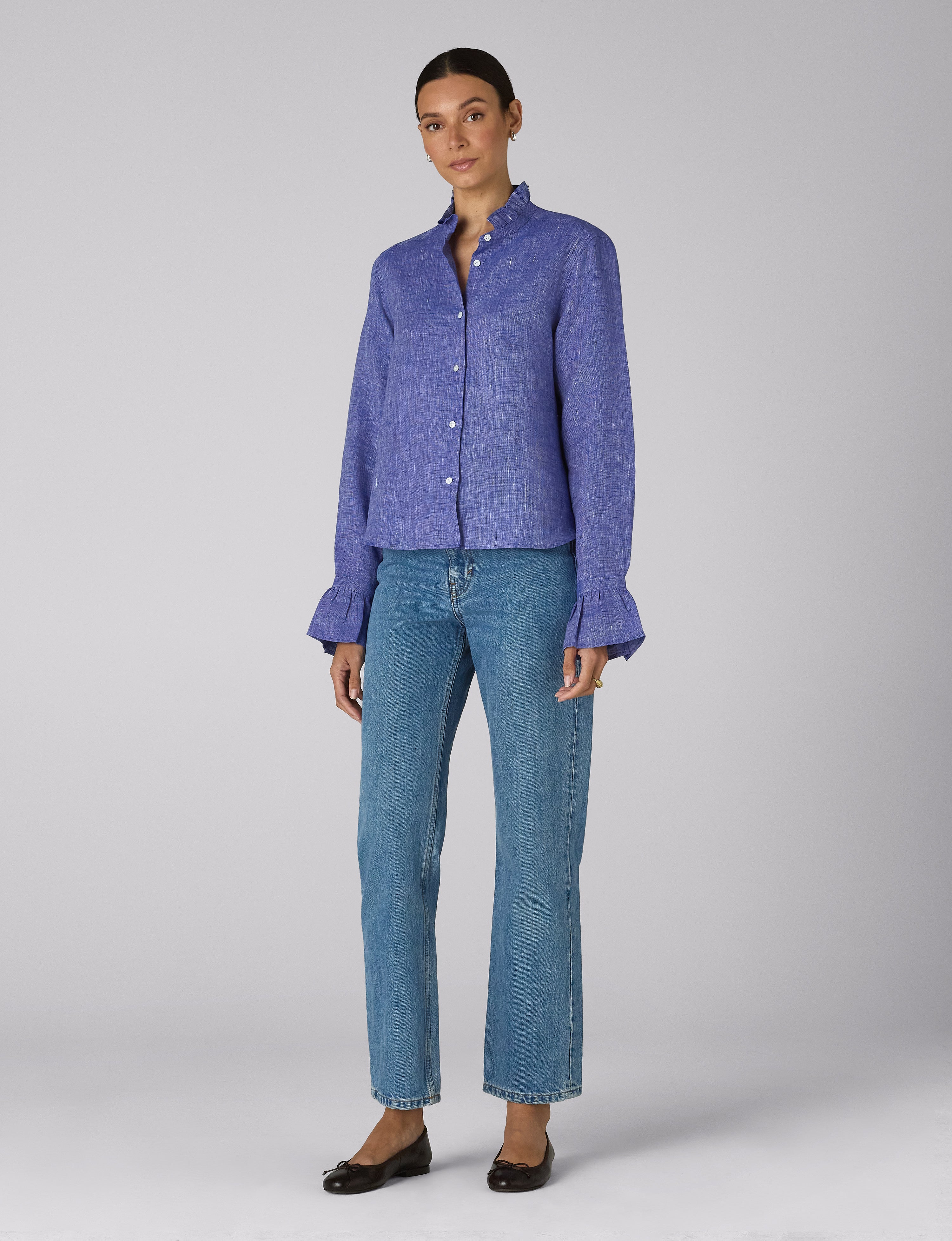 Kew Blouse: Linen, Lapis Blue