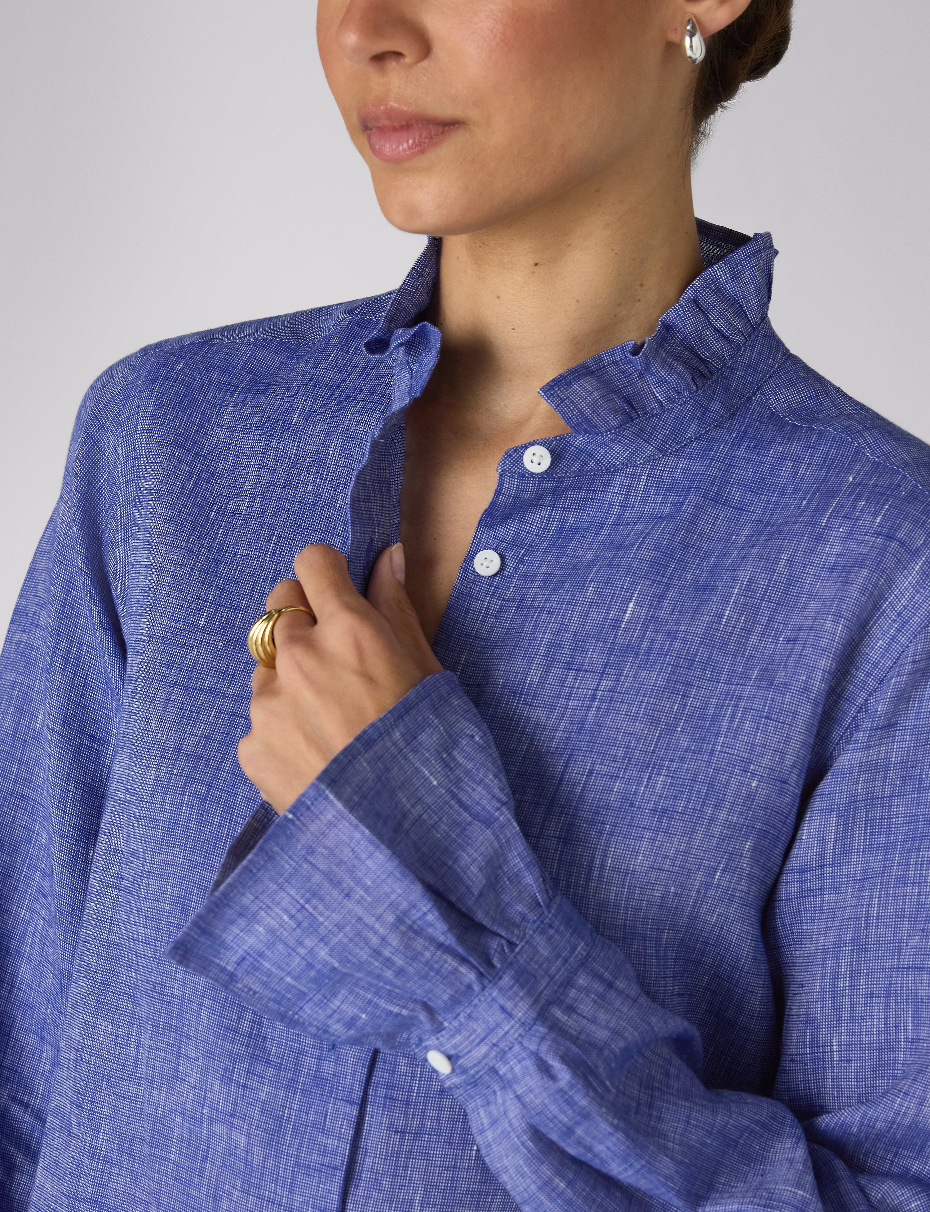 Kew Blouse: Linen, Lapis Blue