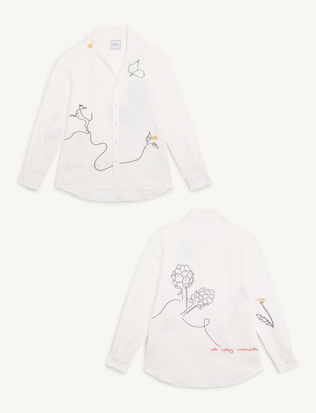 The Boyfriend: Linen, Artichoke Embroidery