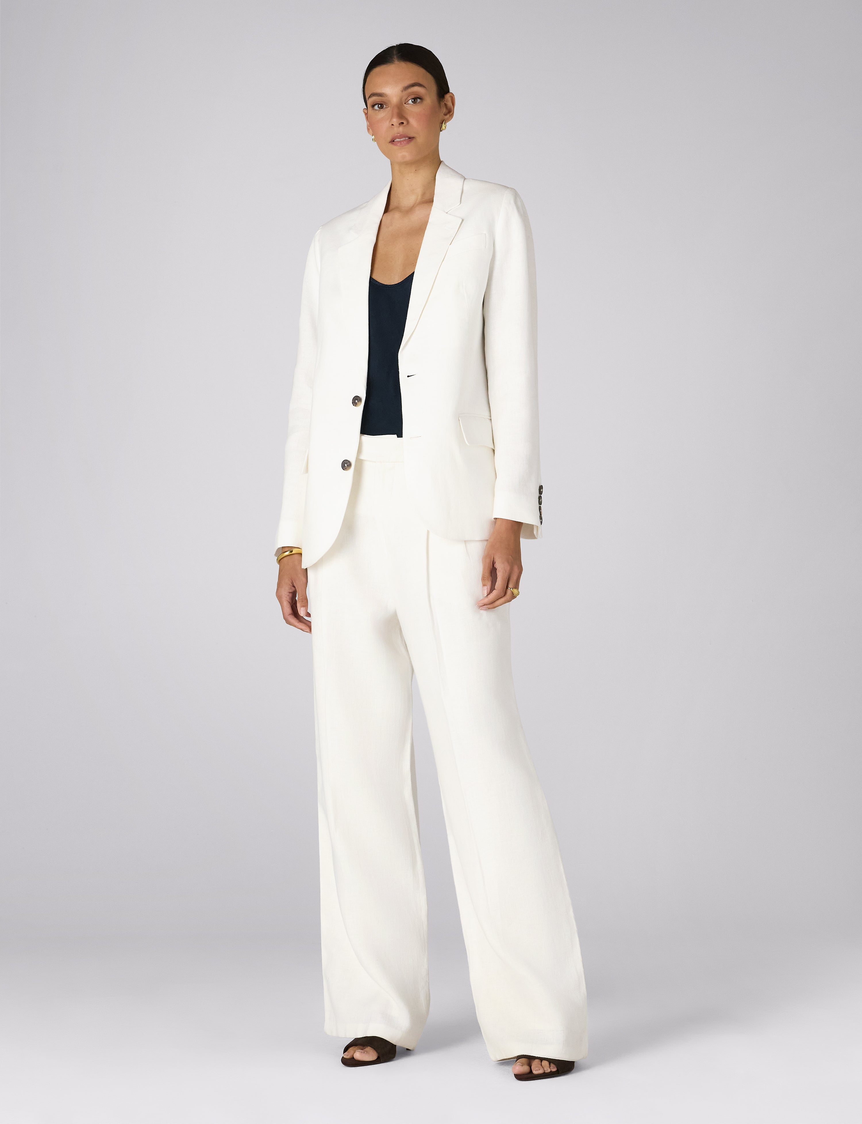Hutton Blazer: Linen, Ivory