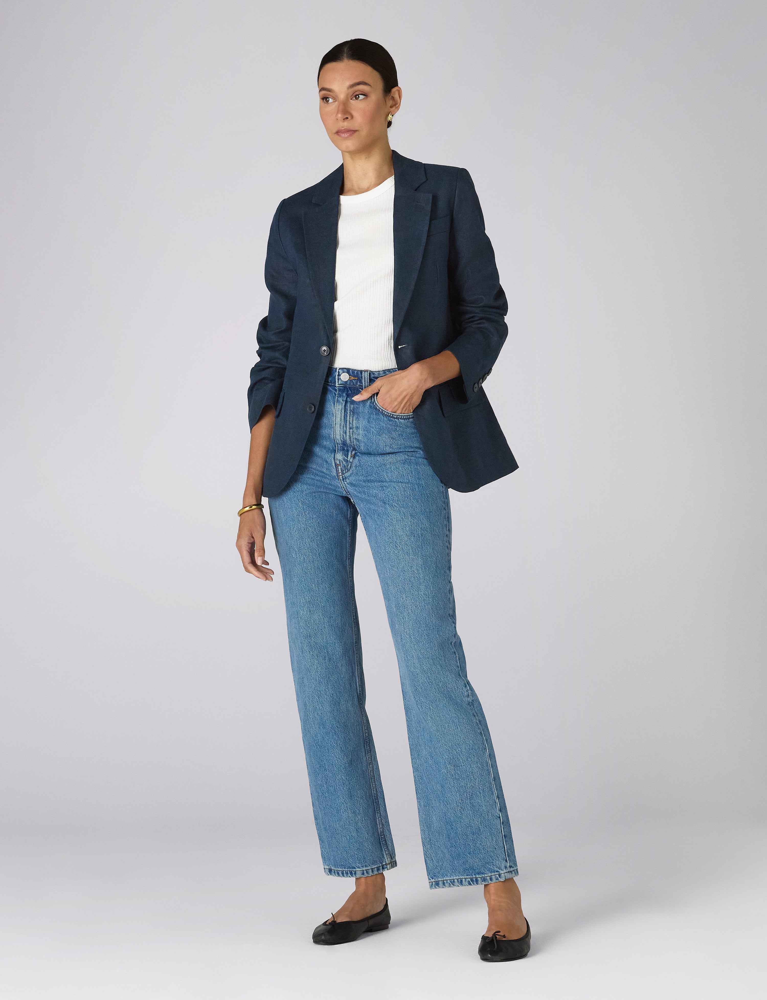 Hutton Blazer: Linen, Navy Blue